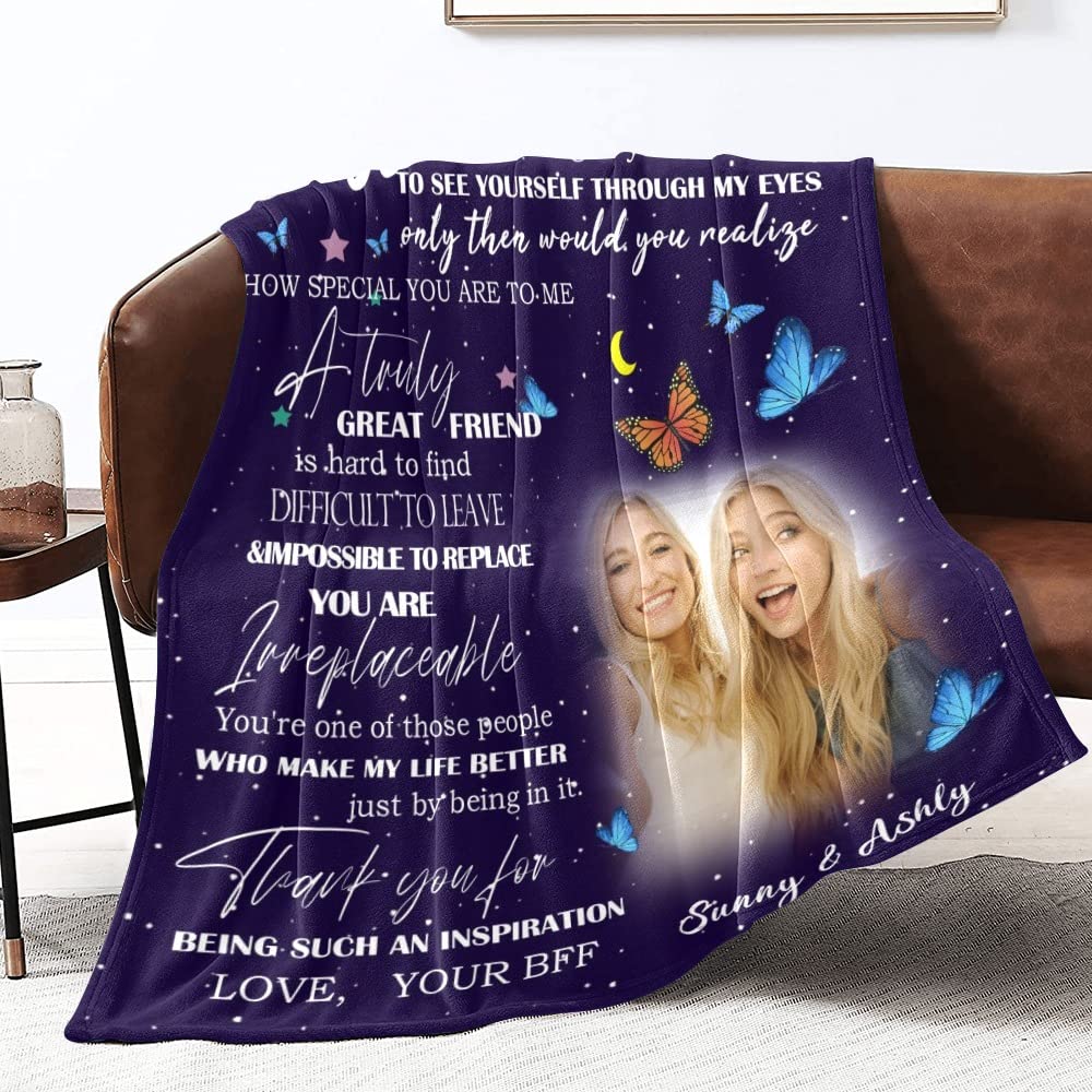 Personalized Best Friends Blankets for Women - Custom BFF Gifts for Bestie - Birthday & Friendship Blankets for Teen Girls & Women - Cozy Throw for Movie Nights, Sleepovers & Camping