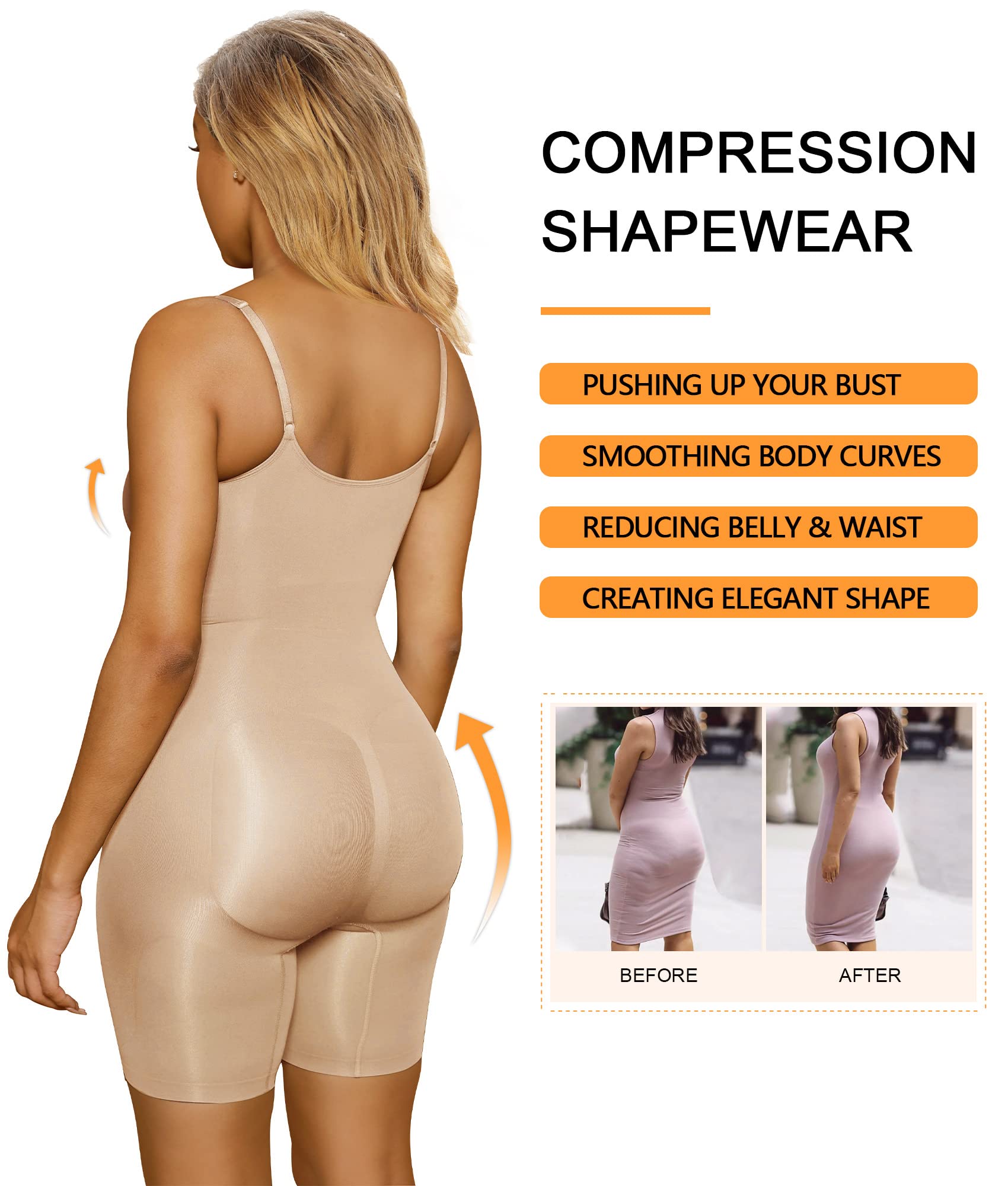 SHAPERX Women's Shapewear Bodysuit - Tummy Control Seamless Body Shaper for Waist Sculpting & Slimming | Perfect for Everyday Wear, Special Occasions & Postpartum Recovery