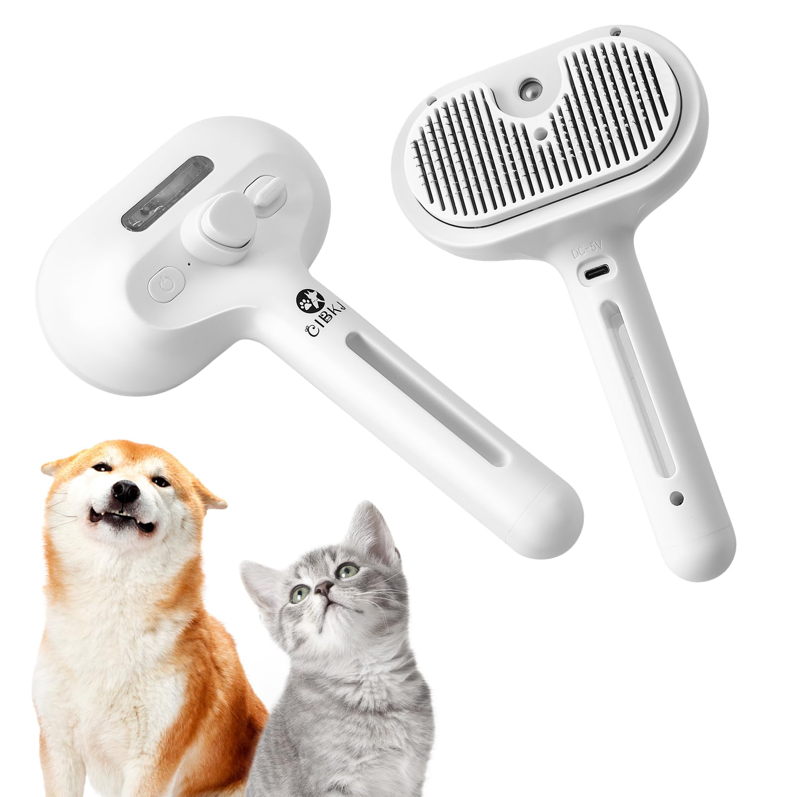 Rechargeable Pet Steam Brush for Cats & Dogs - Grooming Brush with Steam to Remove Static & Flying Hair | Easy to Clean & Use | Perfect for Home Pet Grooming & Shedding Control