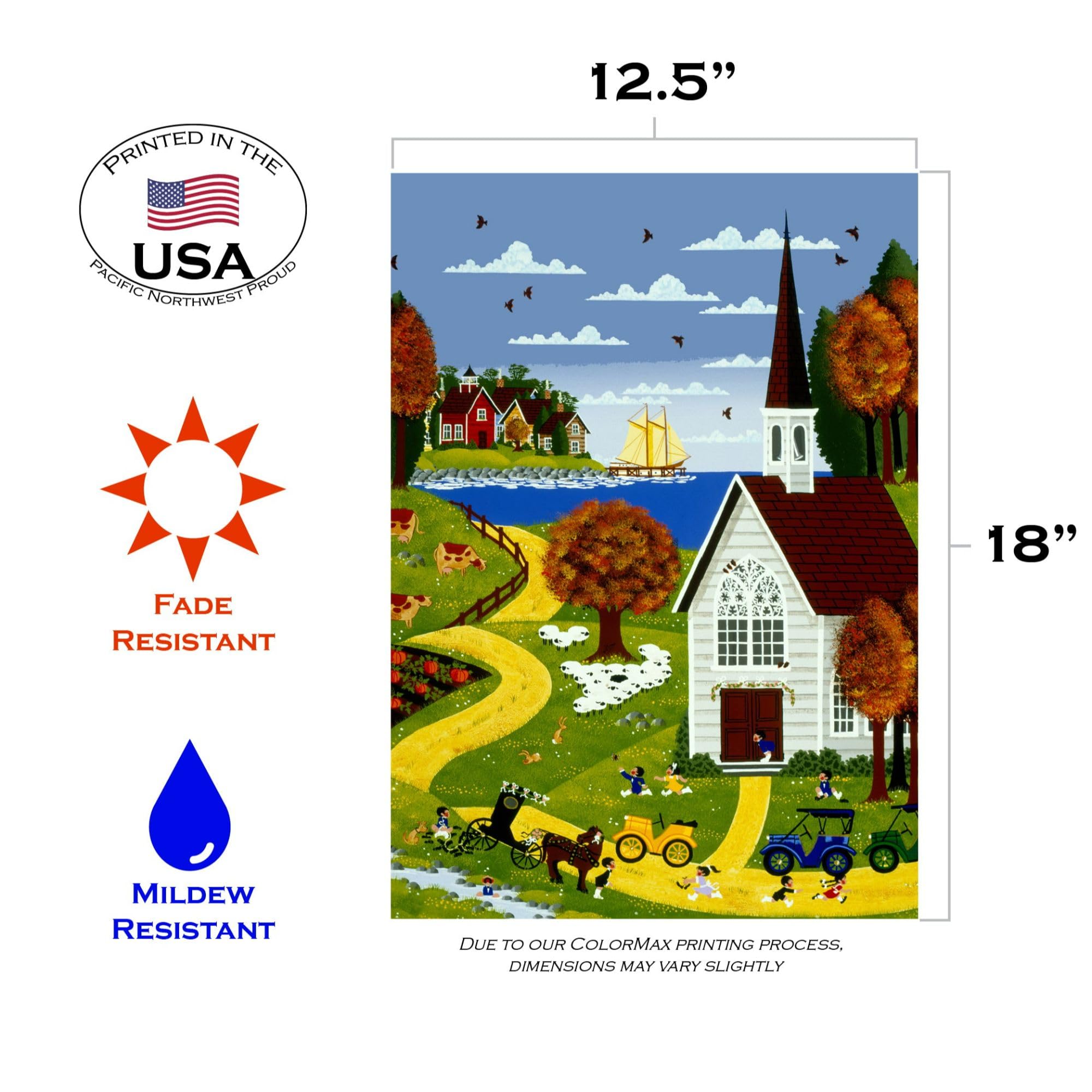 Toland Home Garden 1110371 Double Sided Rolling Hills Farm Flag - 12x18 Inch Outdoor Decorative Banner for Yard, Church, House & Garden - Perfect for Countryside, Farmhouse & Rural Decor