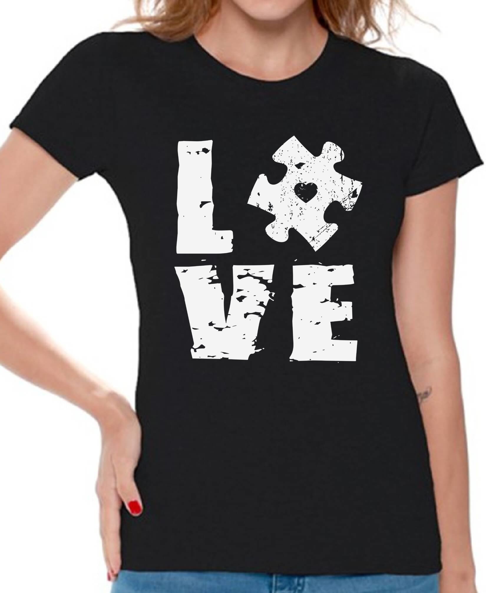 Autism Awareness Puzzle T-Shirt for Women - Love Puzzle Autism Shirt - Thoughtful Gift for Autism Support & Awareness | Perfect for Fundraisers, Awareness Events & Everyday Wear