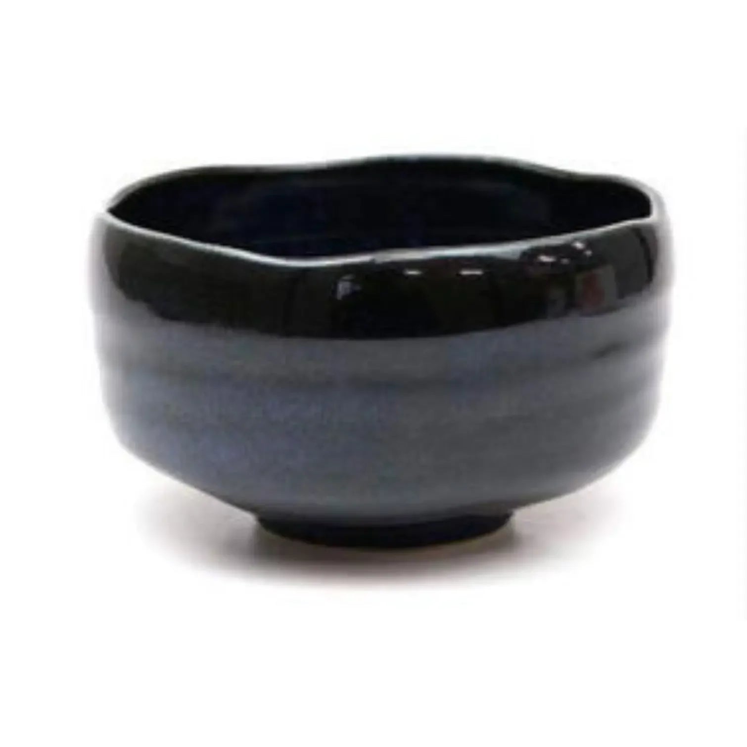 Handmade Japanese Matcha Bowl - Traditional Mino Ware Ceramic Tea Cup in Black & Navy - Perfect for Tea Ceremonies, Home Decor & Gifts