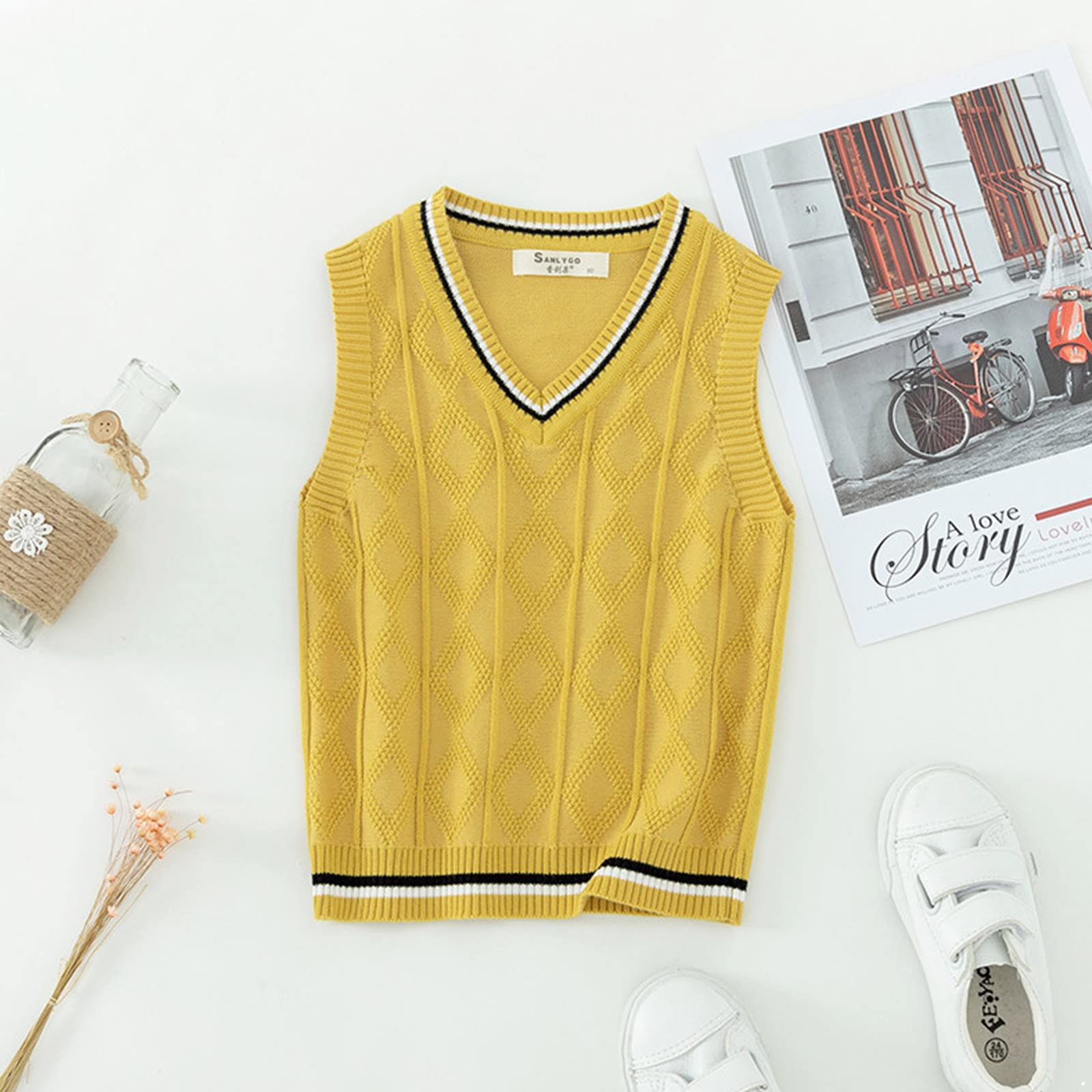 Boys & Girls Unisex Sleeveless Sweater Vest - Knitted Pullover Jumper for School Uniform & Casual Wear - Perfect for Classroom, Playdates & Family Outings