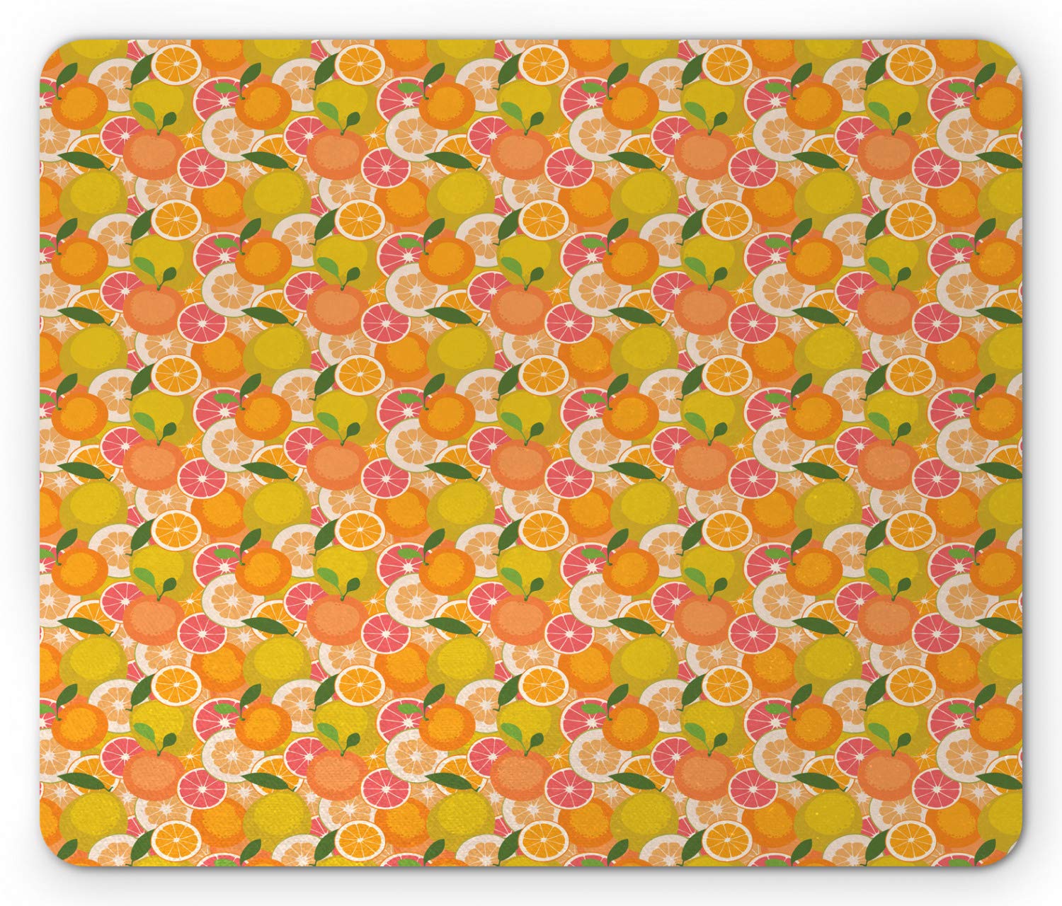 Ambesonne Orange Mouse Pad - Cartoon Citrus Fruits Design, Non-Slip Rubber Base, Standard Size Rectangle Mousepad for Office & Gaming | Colorful Computer Accessory for Home & Work Desk