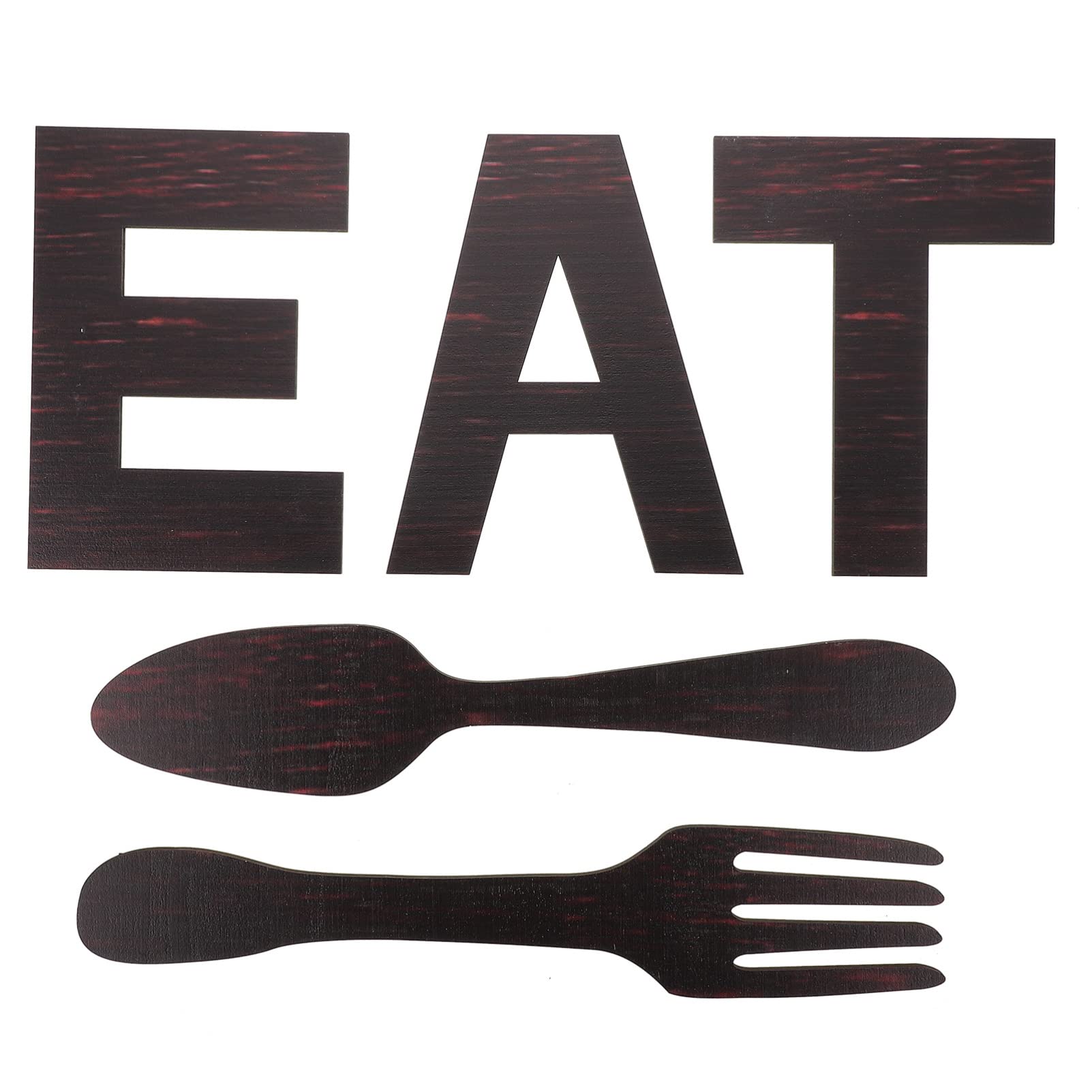 Rustic Wood Eat Sign Wall Decor - 5Pcs Fork & Spoon Art for Kitchen & Dining Room
