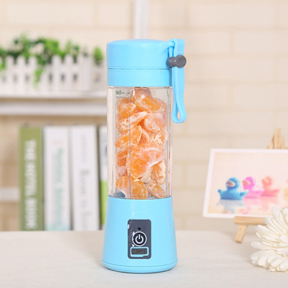 Hofumix Rechargeable Portable Electric Juice Blender - Mini USB Smoothie Maker Cup for Protein Shakes, Fruits & Breakfast Drinks - Perfect for Gym, Office & Travel (Blue)