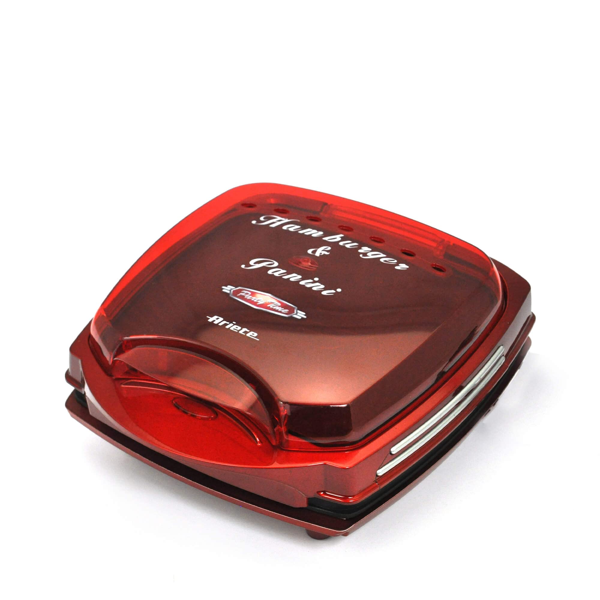 Ariete 185 Electric Hamburger Maker - Non-Stick Grill Plates, 1200W, Red - Perfect for Home BBQs, Parties & Quick Meals
