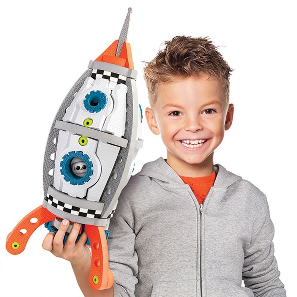 Bloco Toys 3-in-1 Galactic Mission STEM Building Kit - Astronaut Spacecraft & Shuttle Rocket DIY Construction Set (210 Pieces) - Perfect for Kids STEM Learning & Space Exploration Play