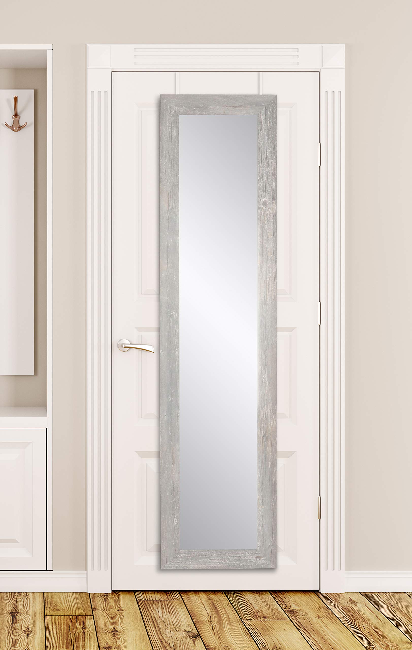 Brown & Gray Barnwood Over The Door Full Length Mirror with Hooks - 21.5