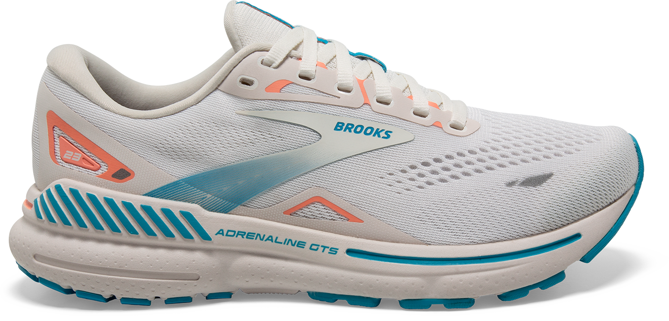 Women's Adrenaline GTS 23 Running Shoes - Lightweight Support for Neutral Pronation (Coconut/Papaya/Blue) | Perfect for Road Running, Jogging & Gym Workouts