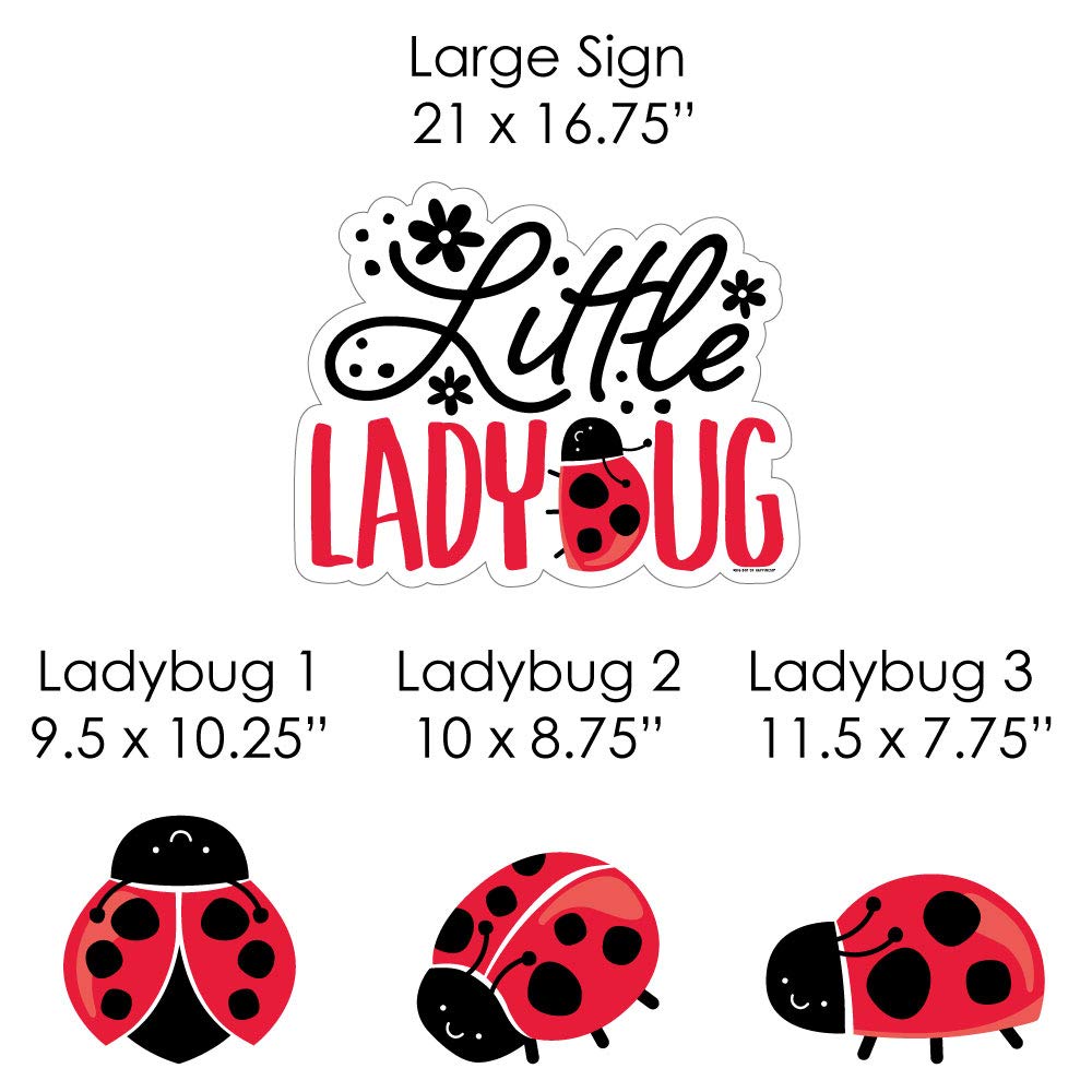 Happy Little Ladybug Yard Signs - Set of 8 Outdoor Lawn Decorations for Baby Showers, Birthday Parties & Garden Decor - Cute Backyard & Front Porch Decor