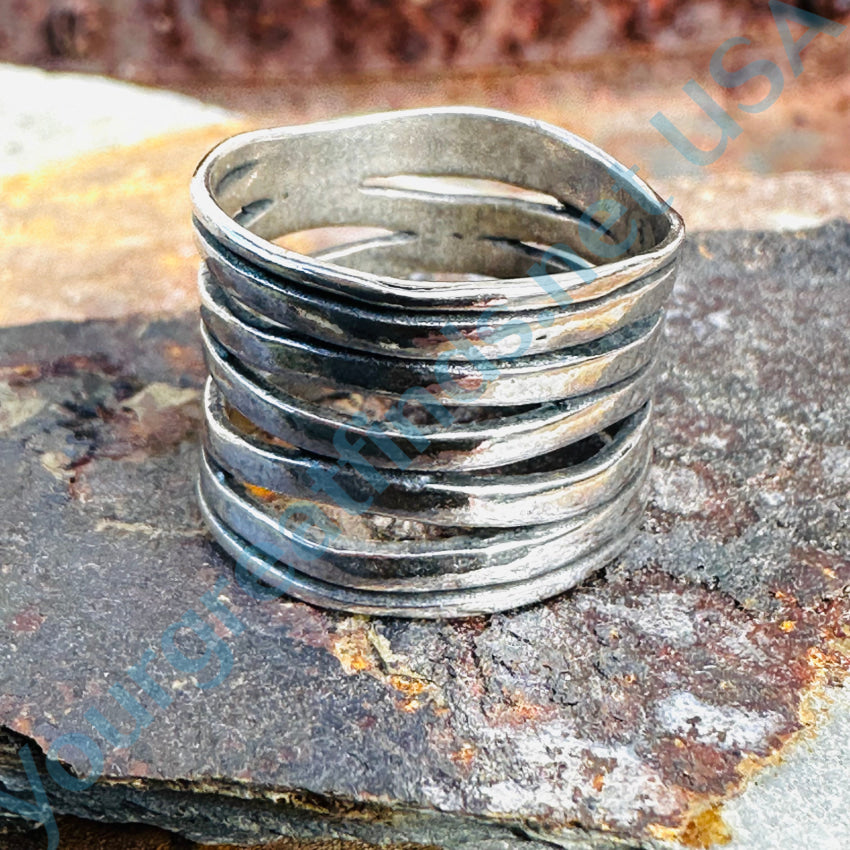 Sterling Silver Free Form Wide Band Ring - Size 6.75 (US) - Elegant Boho Jewelry for Women, Perfect for Everyday Wear, Gift Giving & Special Occasions