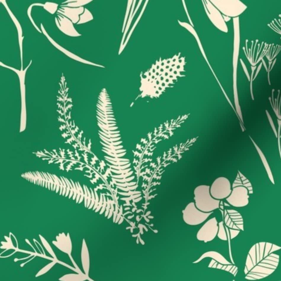 Rabbit Emerald Green Easter Spring Garden Woodland Fabric by The Yard - Printed Chiffon for Sewing Dresses, Fashion Apparel & Home Decor | Perfect for Easter Decorations, Spring Fashion & DIY Craft Projects