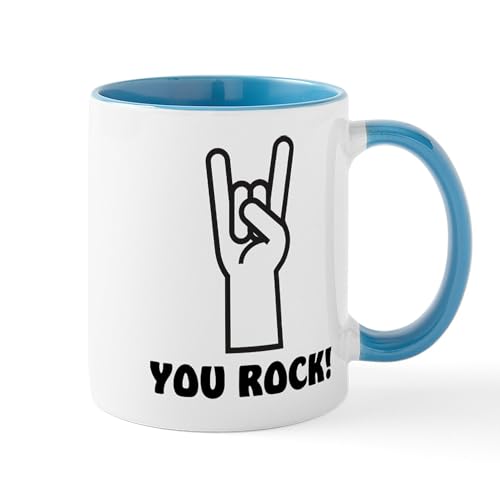 White/Blue Inside - You Rock Hand Mug