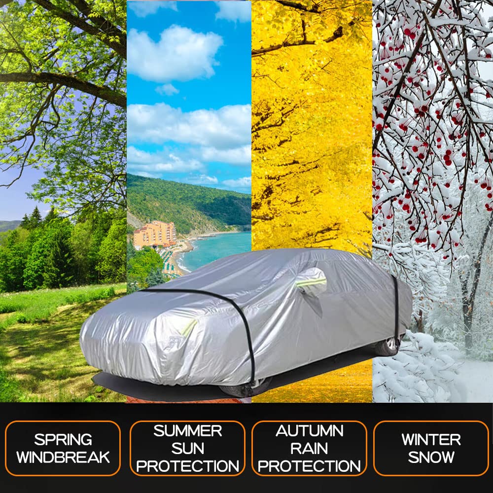 2023 Acura Integra Car Cover - Waterproof 190T High-Density Fabric for Indoor & Outdoor Use - Full Exterior Protection with Sunscreen (Sedan, Silver) | Perfect for Garage Storage, Winter Protection & Long-Term Vehicle Preservation