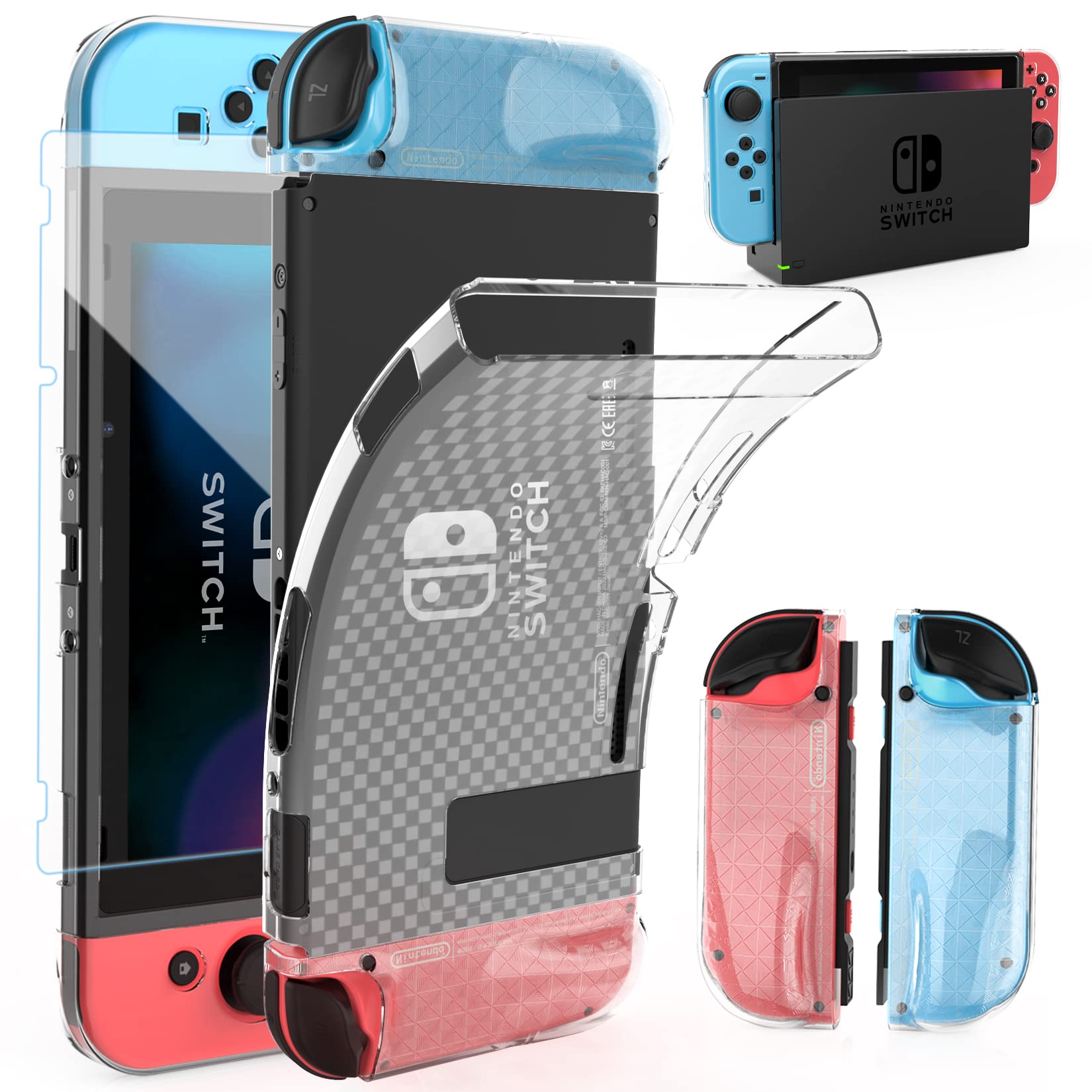 Nintendo Switch Case with Screen Protector - Protective Cover for Switch Console & Joy-Cons | Perfect for Travel, Gaming, and Storage Protection