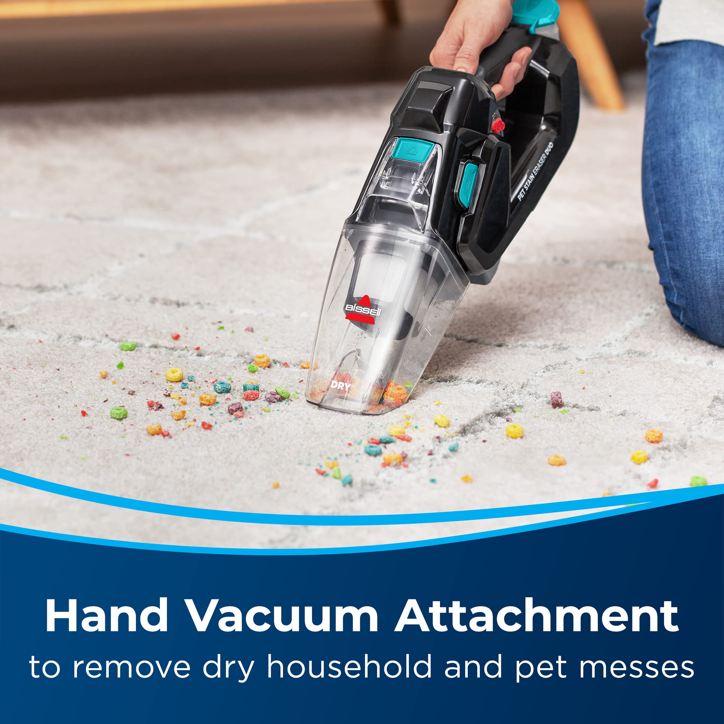 Bissell 3705 Stain Eraser Duo - 2-in-1 Cordless Portable Deep Cleaner & Handheld Vacuum with PET PRO OXY Stain Remover - Black | Perfect for Pet Hair, Car Upholstery & Home Spot Cleaning