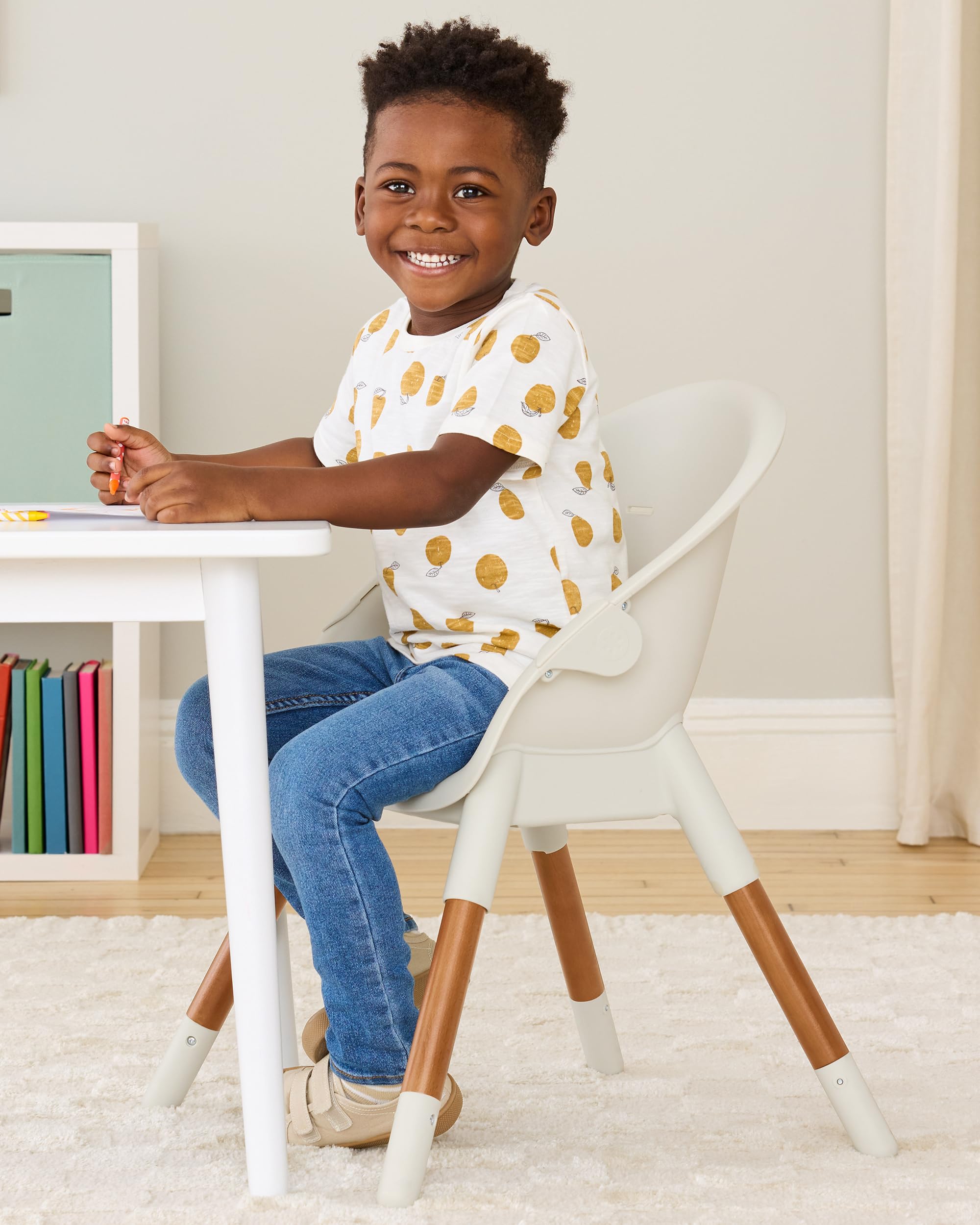 Skip Hop EON 4-in-1 Convertible High Chair for Babies & Toddlers - Adjustable Height, Easy to Clean, Space-Saving Design - Perfect for Dining, Kitchen & Travel Use