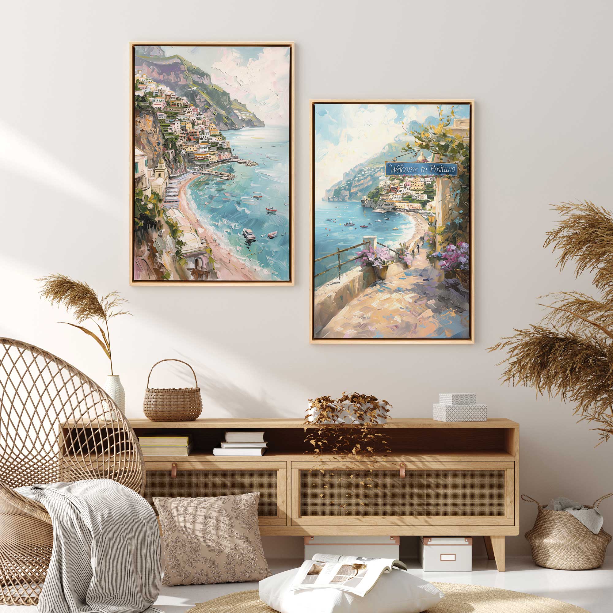 Coastal Charm Paradise Wall Art - Set of 2 Canvas Prints for Beach House Decor, Living Room & Bedroom