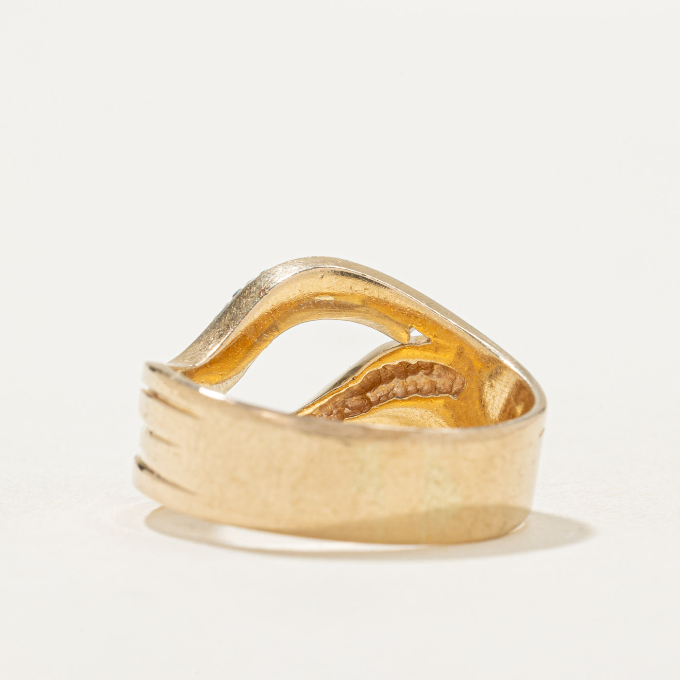 14K Gold Diamond Waterfall Grooved Open Ring - 0.15ctw Natural Diamonds - Size 6.75 - Elegant Stackable Ring for Women - Perfect for Weddings, Anniversaries & Special Occasions