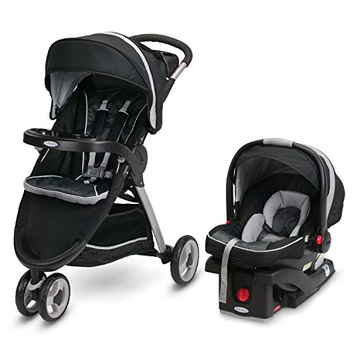Graco FastAction Fold Sport Travel System - 3-Wheel Stroller & SnugRide 35 Infant Car Seat Combo | Lightweight Compact Baby Stroller with One-Hand Fold | Perfect for Travel, Shopping & Daily Walks (Gotham)
