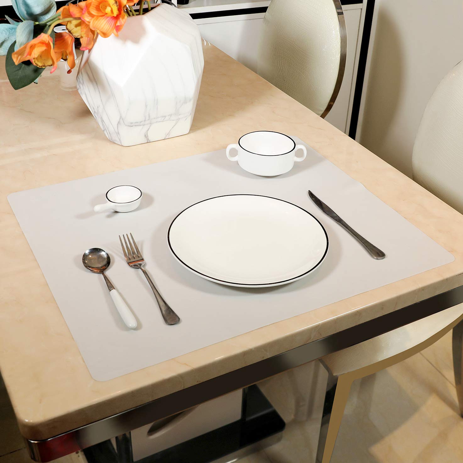 Longfite Non-Stick Silicone Baking Mat - Large Heat-Resistant Pastry Dough Rolling Fondant Mat with Non-Skid Surface, Perfect for Countertop Protection, Dining Table Placemat & Kitchen Use (Gray) - Ideal for Baking, Cooking, Crafting & Home Decor