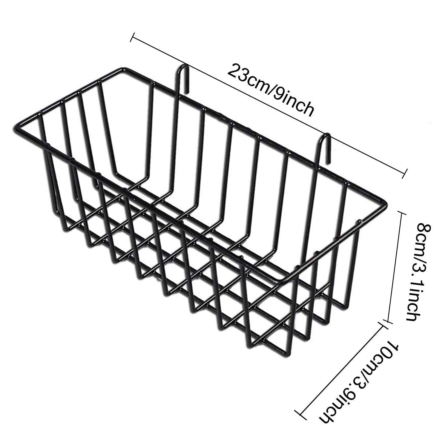 GBYAN 2 Pack Wall Grid Panels with Baskets - Photo Display & Wire Wall Organizer for Hanging Memos, Pictures, Notes | Perfect for Bedroom, Office & Dorm Organization & Decoration