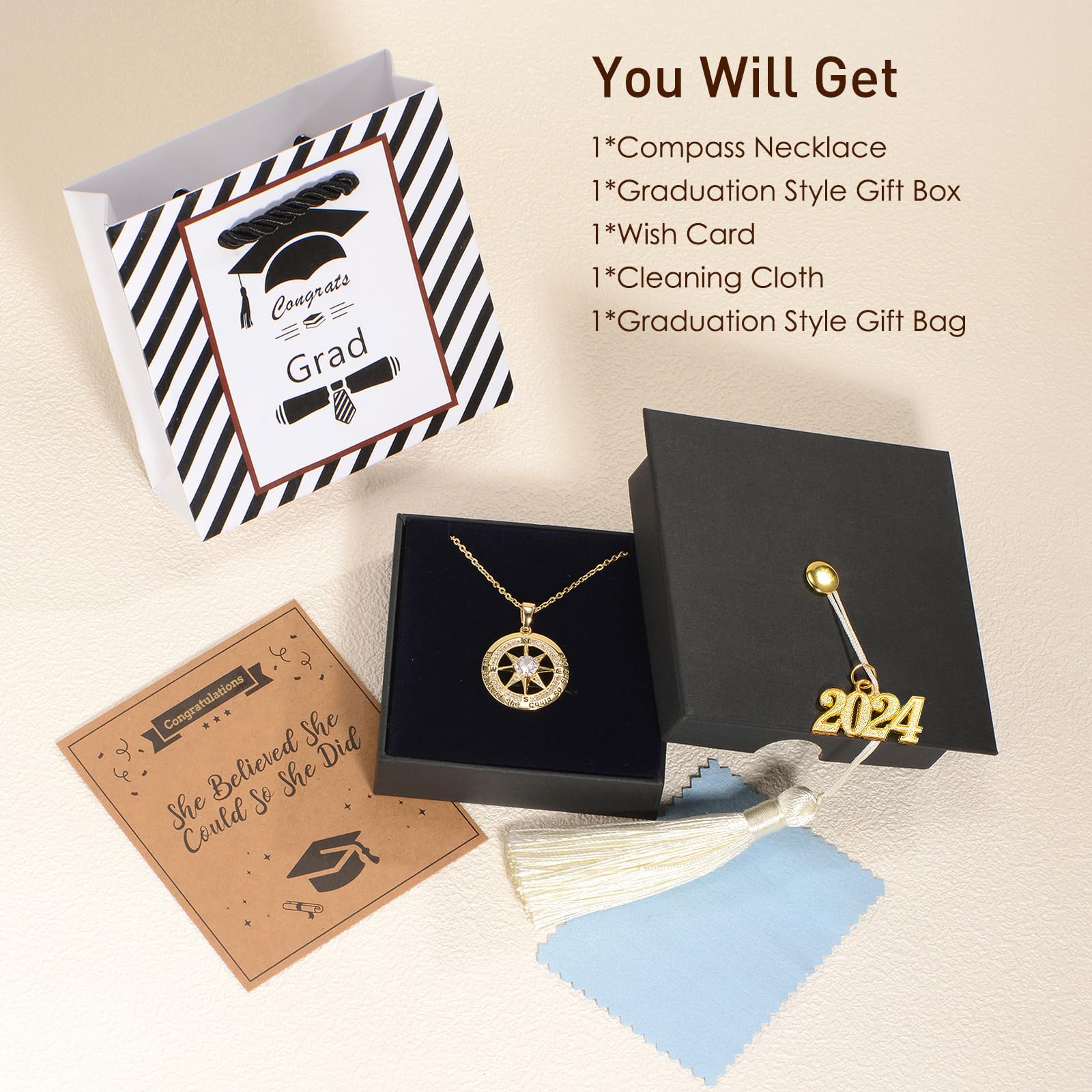 2024 Graduation Gifts for Women - S925 Sterling Silver Compass Necklace for Girls, College & High School Graduation Jewelry | Perfect Gift for Wife, Girlfriend, Sister, Daughter, Niece | Elegant Everyday Wear & Special Occasion Jewelry