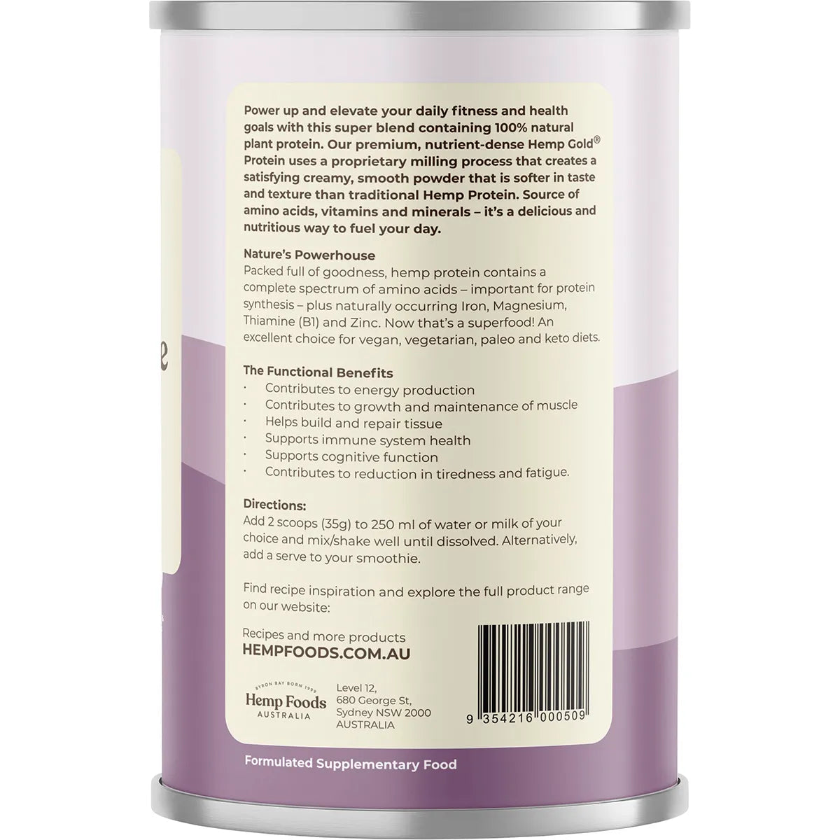 Organic Hemp Protein Shake Powder - Mixed Berry Flavor 420g | Plant-Based Vegan Protein Supplement for Smoothies & Post-Workout Recovery | Hemp Foods Australia
