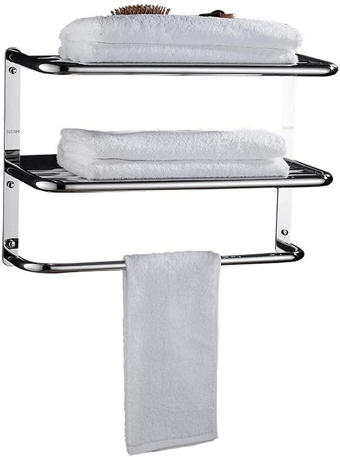 Stainless Steel Wall Mounted 3-Tier Bathroom Shelf - Multifunctional Towel Rack & Shower Organizer (77cm, Polished Chrome) for Modern Bathroom Storage & Spa-Like Experience