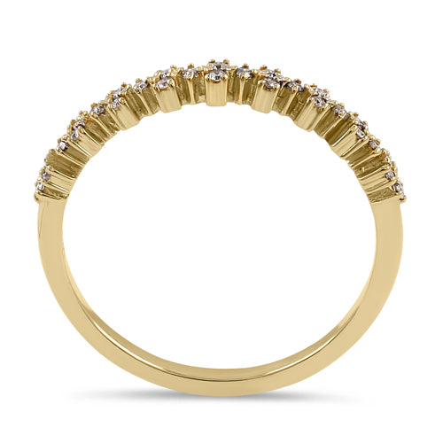 14K Yellow Gold Half Eternity Diamond Ring for Women - Sparkling Wedding Band, Anniversary Gift, Engagement Jewelry - Perfect for Bridal, Romantic Occasions & Special Celebrations