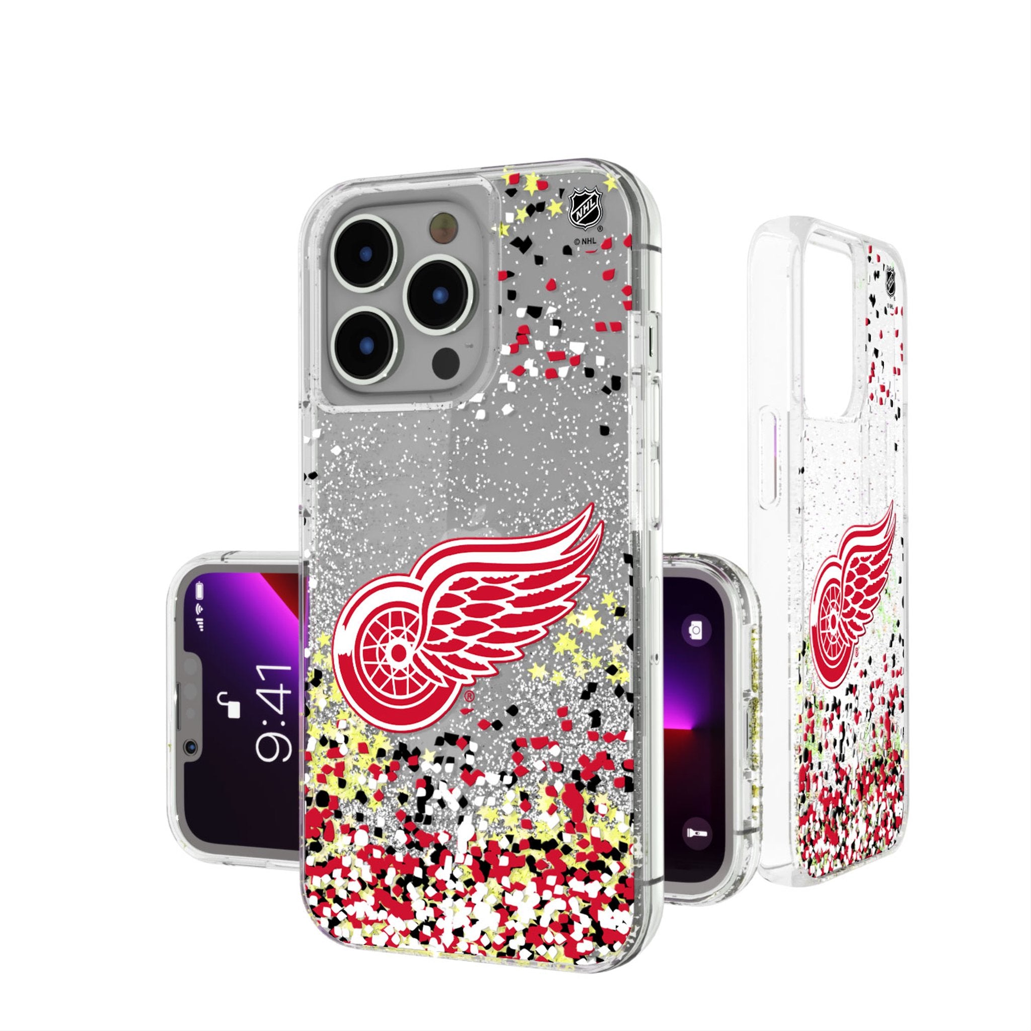Detroit Red Wings Glitter Confetti Phone Case for iPhone & Samsung - Durable Protective Cover for Hockey Fans - Perfect for Games, Parties & Daily Use