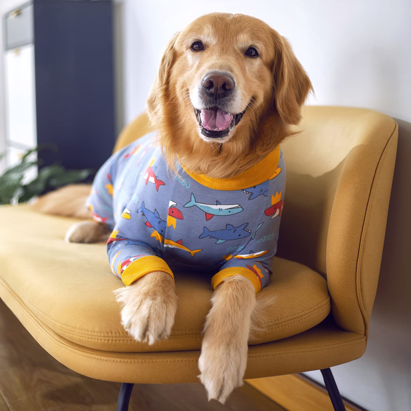 Post-Surgery Dog Recovery Suit for Female & Male Pets - Soft Long Sleeve Neuter Shirt, Cone Alternative to Prevent Licking - Surgical Onesie for Large & Medium Dogs (Shark 3XL) - Perfect for Post-Op Care, Wound Protection & Comfortable Healing