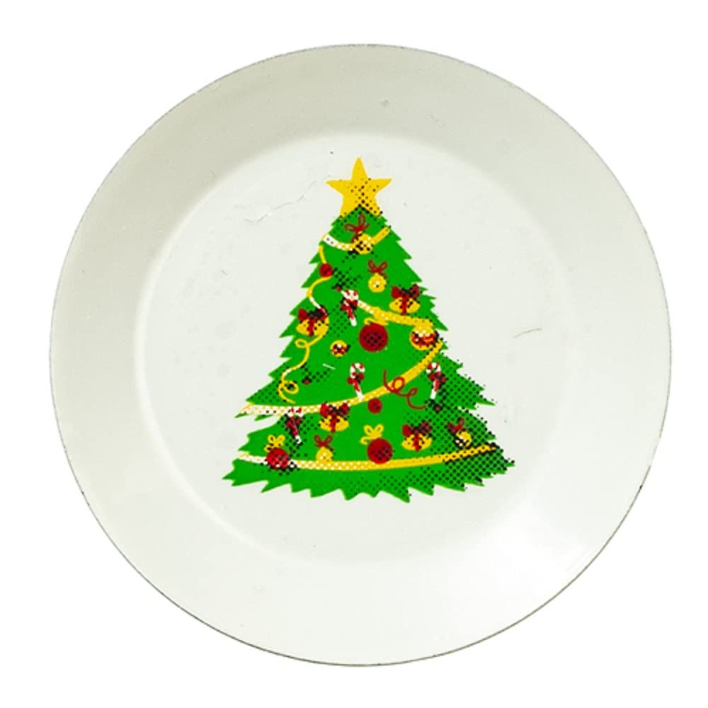 Melody Jane Dolls Houses Miniature Christmas Tree Plate - Tiny Kitchen & Dining Room Table Accessory for Dollhouse Decor, Holiday Displays & Collectibles