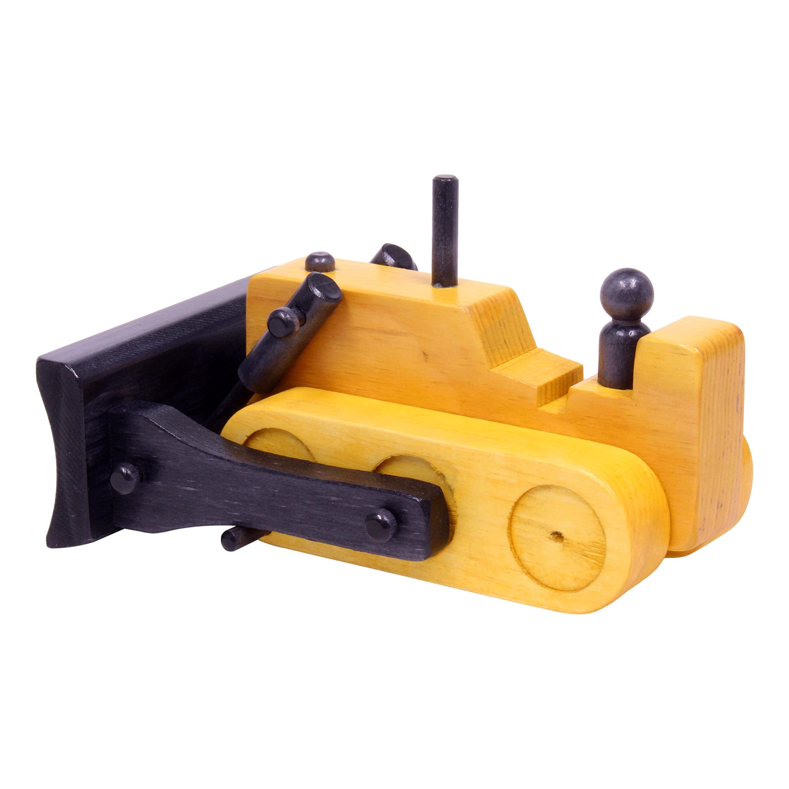 Amish Handcrafted Wooden Bulldozer Toy for Kids - Realistic Yellow Construction Vehicle - Perfect for Pretend Play, Gift Giving & Early Childhood Development
