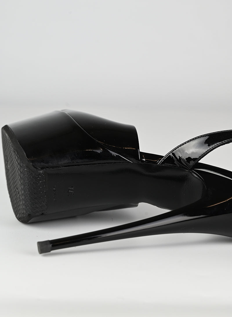 Saint Laurent Black Platform Sandals Size 37.5 - Luxury High Heel Sandals for Women, Perfect for Parties & Evening Events