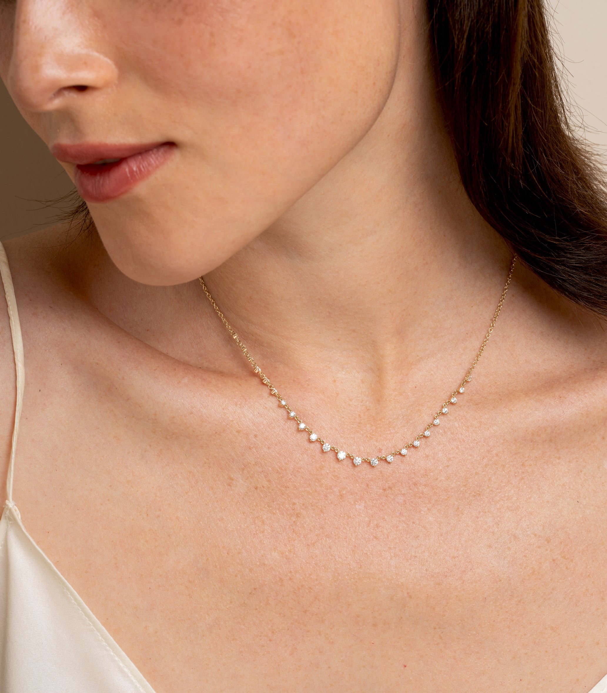 Larchmont Dainty Diamond Tennis Necklace - 14K Gold Plated Elegant Riviere Chain for Women | Perfect for Everyday Wear, Date Nights & Special Occasions