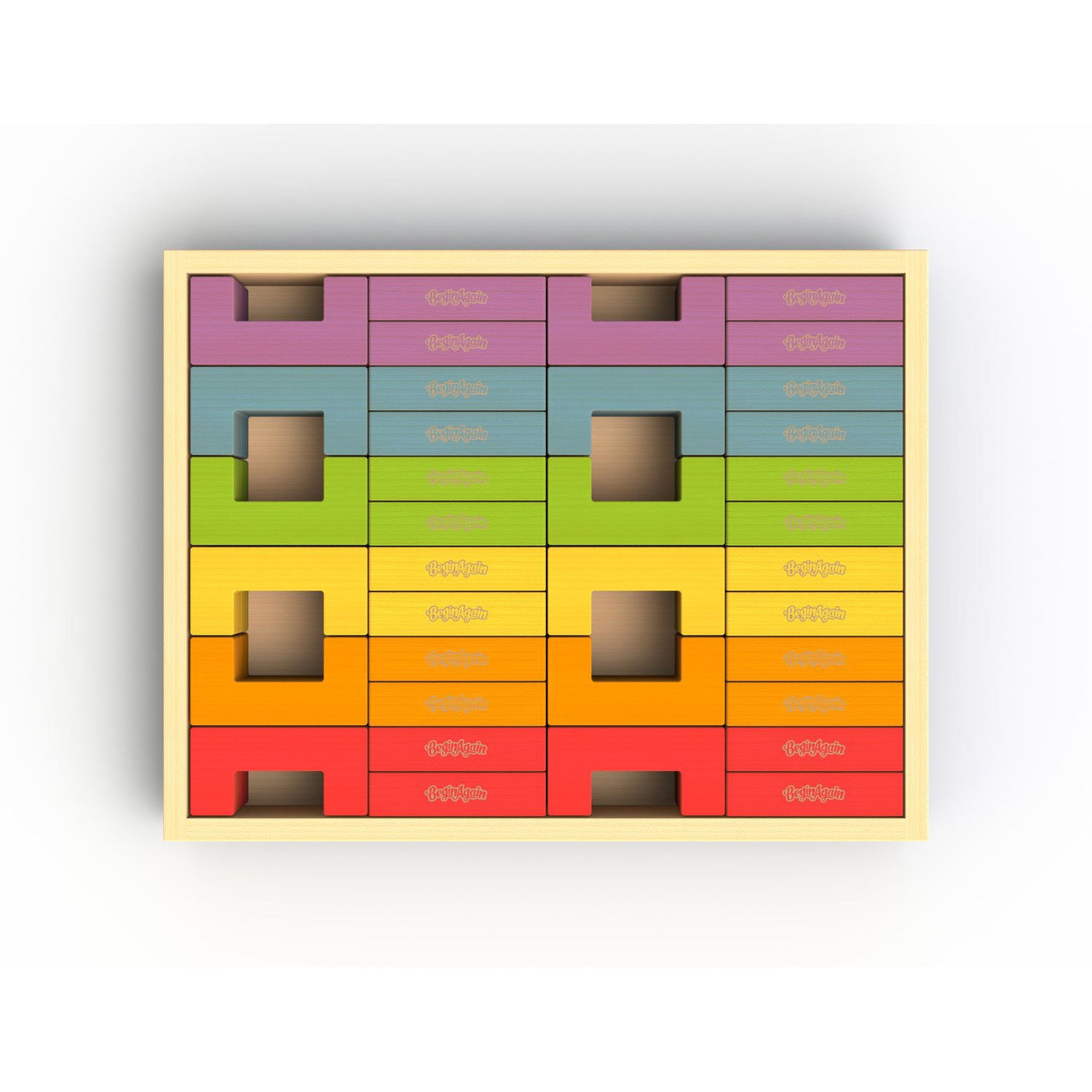 BeginAgain U Build It Deluxe 48-Piece Wooden Block Set for Kids - Creative Construction Toy for Toddlers & Preschoolers - Perfect for STEM Learning & Imaginative Play at Home or Classroom