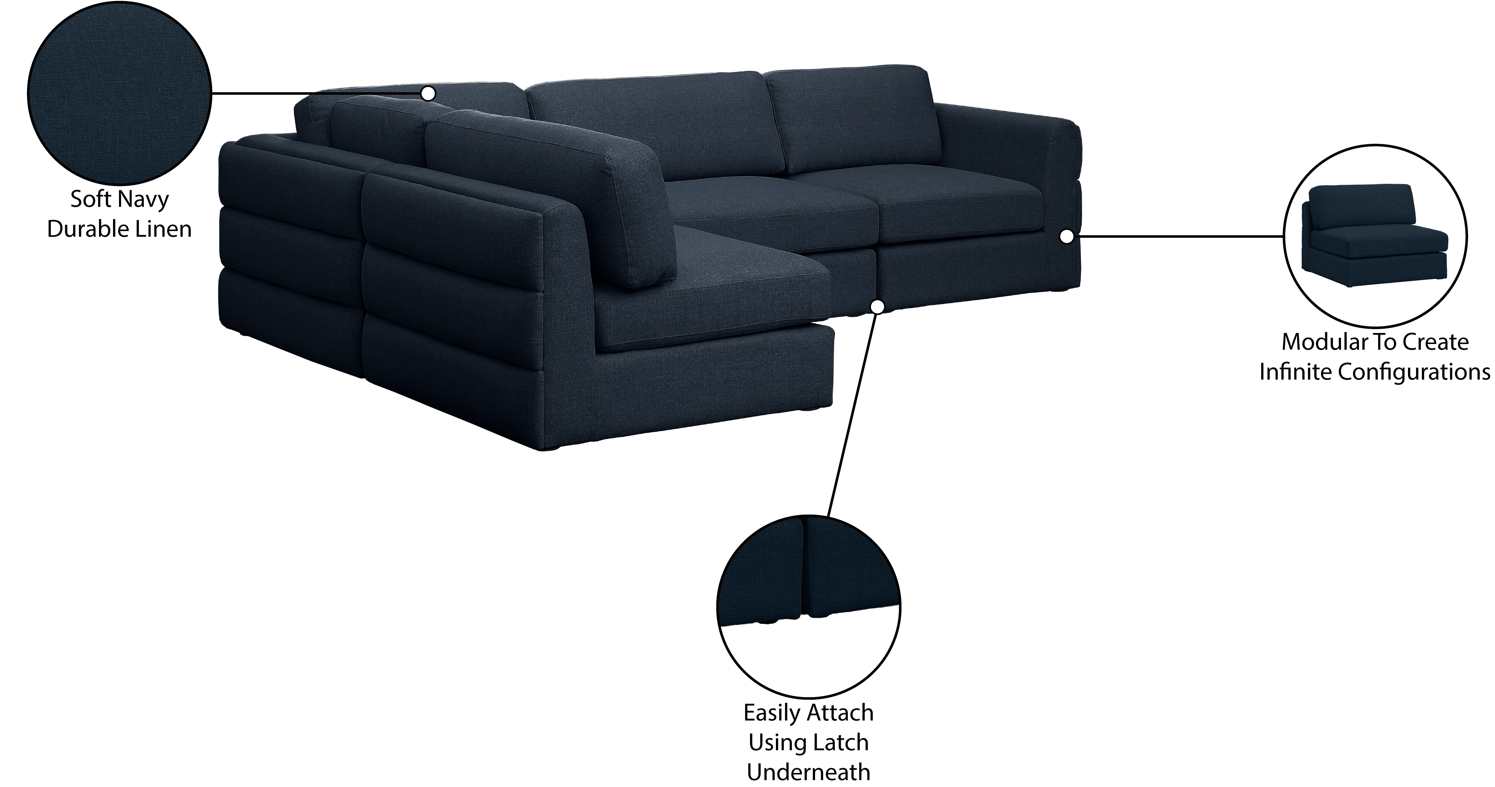 Beckham Durable Linen Textured Fabric Modular Sectional Sofa - Modern Living Room Furniture for Home Theater & Family Gatherings
