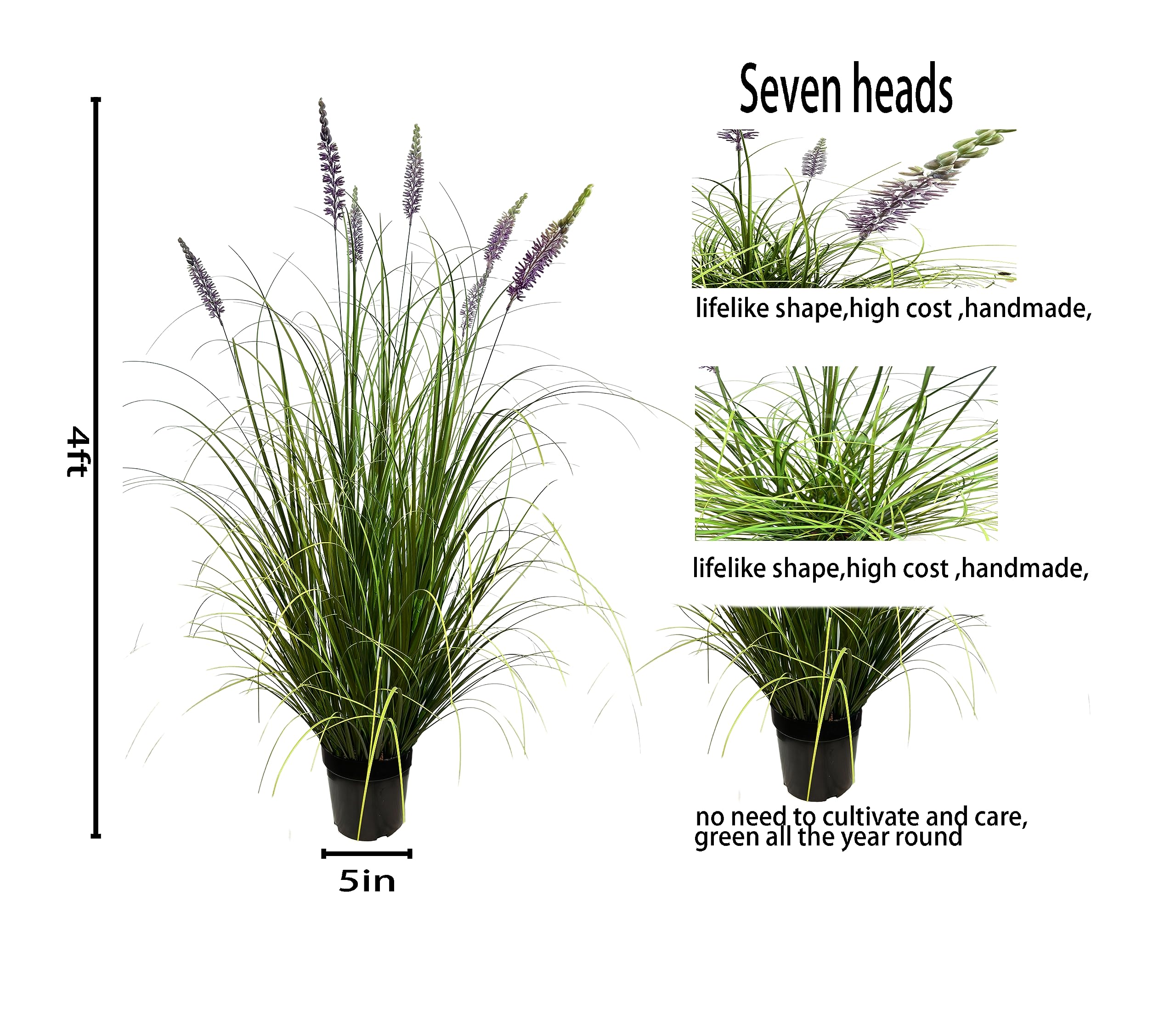 47in Tall Artificial Lavender Plant in Pot - Realistic Faux Indoor Plants for Home Decor, Fake Flowers & Houseplants - Perfect for Living Room, Bedroom, Office & Wedding Centerpieces
