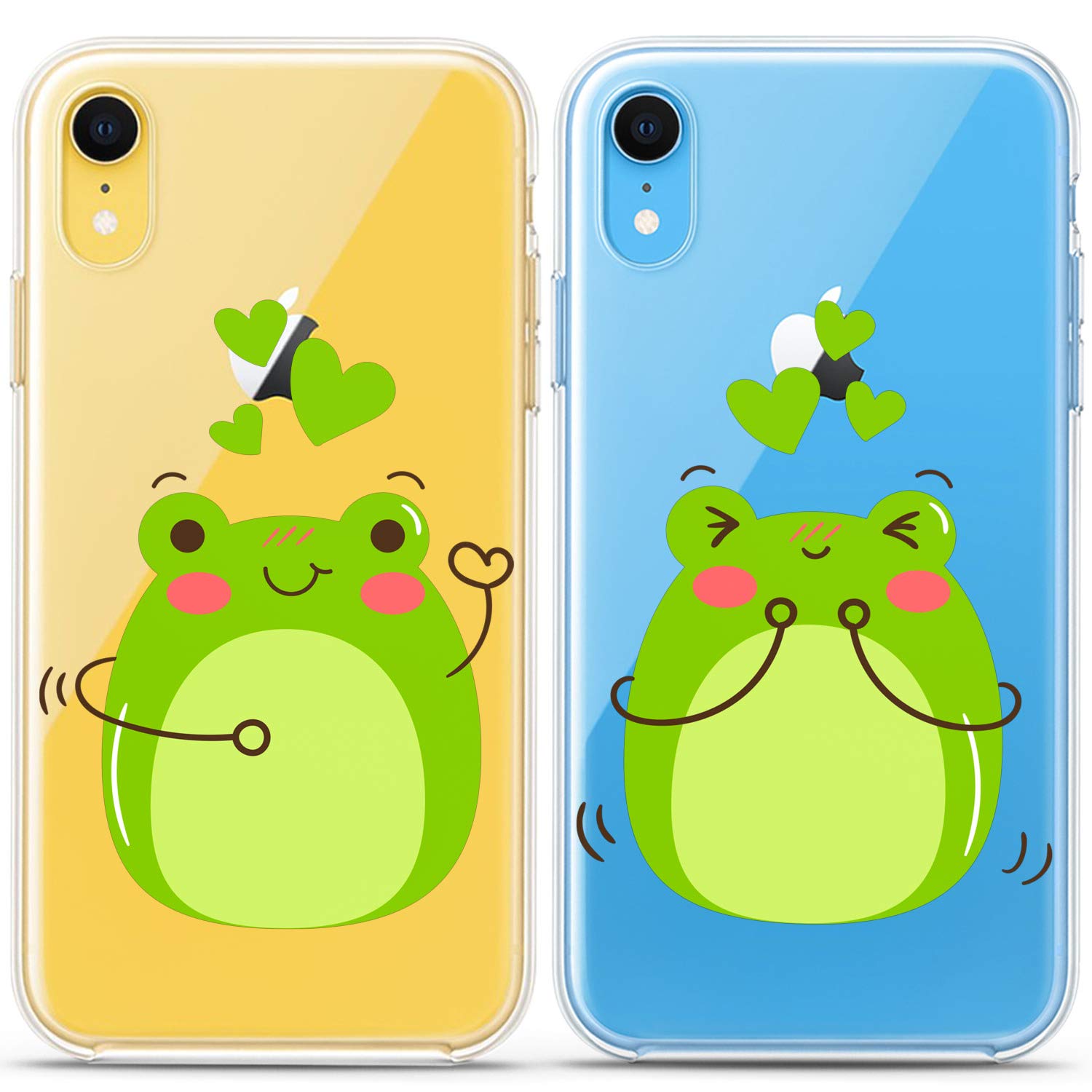 Cute Green Frog Matching Couple Phone Cases - Compatible with iPhone 16/15/14/13/12/11 Pro Max/Mini/XS/X/8 Plus/7+/XR/10/SE/5 - Adorable Love Gift Silicone Cover for Anniversary & Couples - Perfect for Valentine's Day, Dating & Relationship Gifts for Girlfriend/Boyfriend