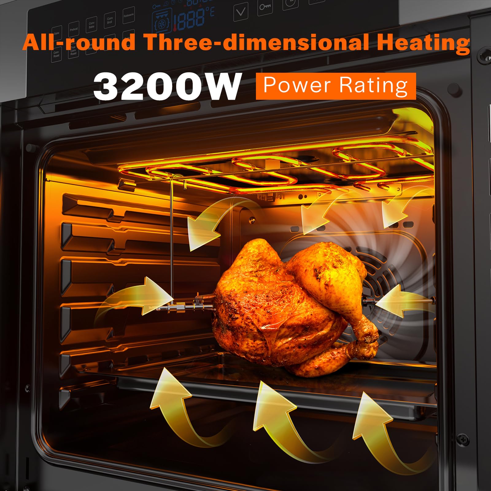 Empava 24 Inch Built-in Electric Single Wall Oven - 10 Cooking Functions, Convection System with Touch Screen Control, 360° Rotisserie - Perfect for Baking, Roasting & Entertaining in Modern Kitchens