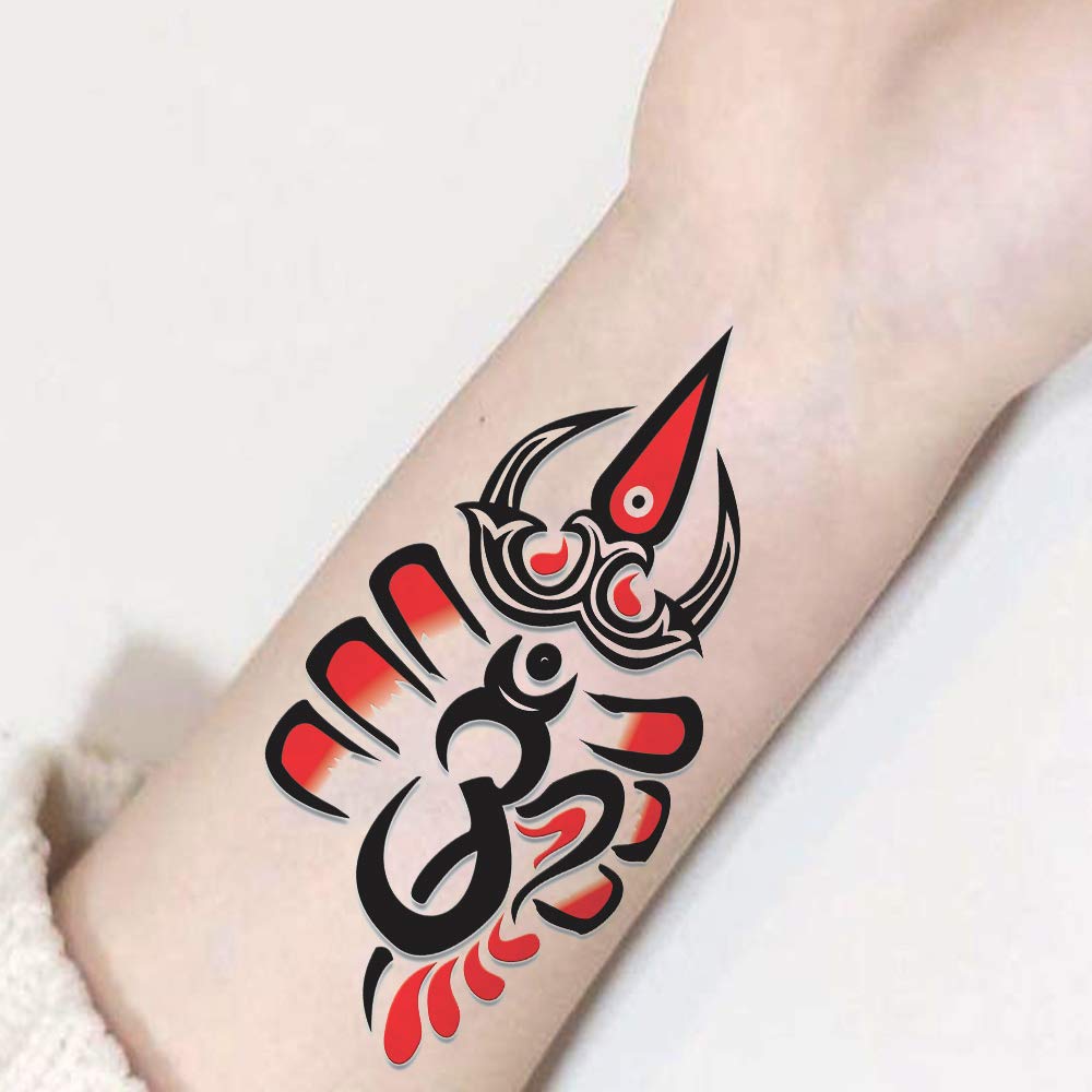Voorkoms® Om with Trishul Temporary Tattoo - Waterproof Body Art for Men & Women - Perfect for Festivals, Yoga, and Spiritual Events