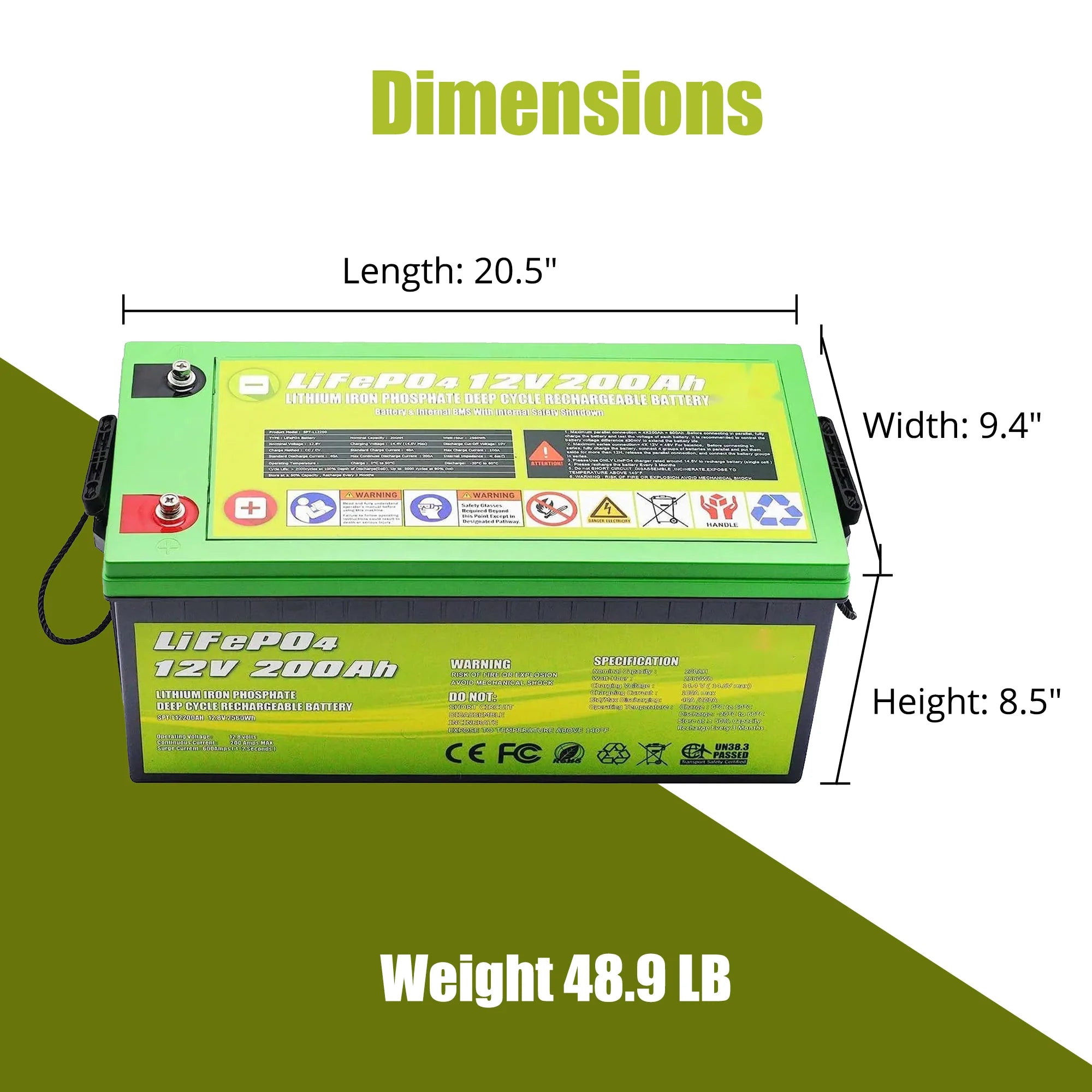 ACOPOWER 12V 200Ah LiFePO4 Deep Cycle Lithium Battery - Perfect for Solar Power Systems, RVs, Marine & Off-Grid Applications