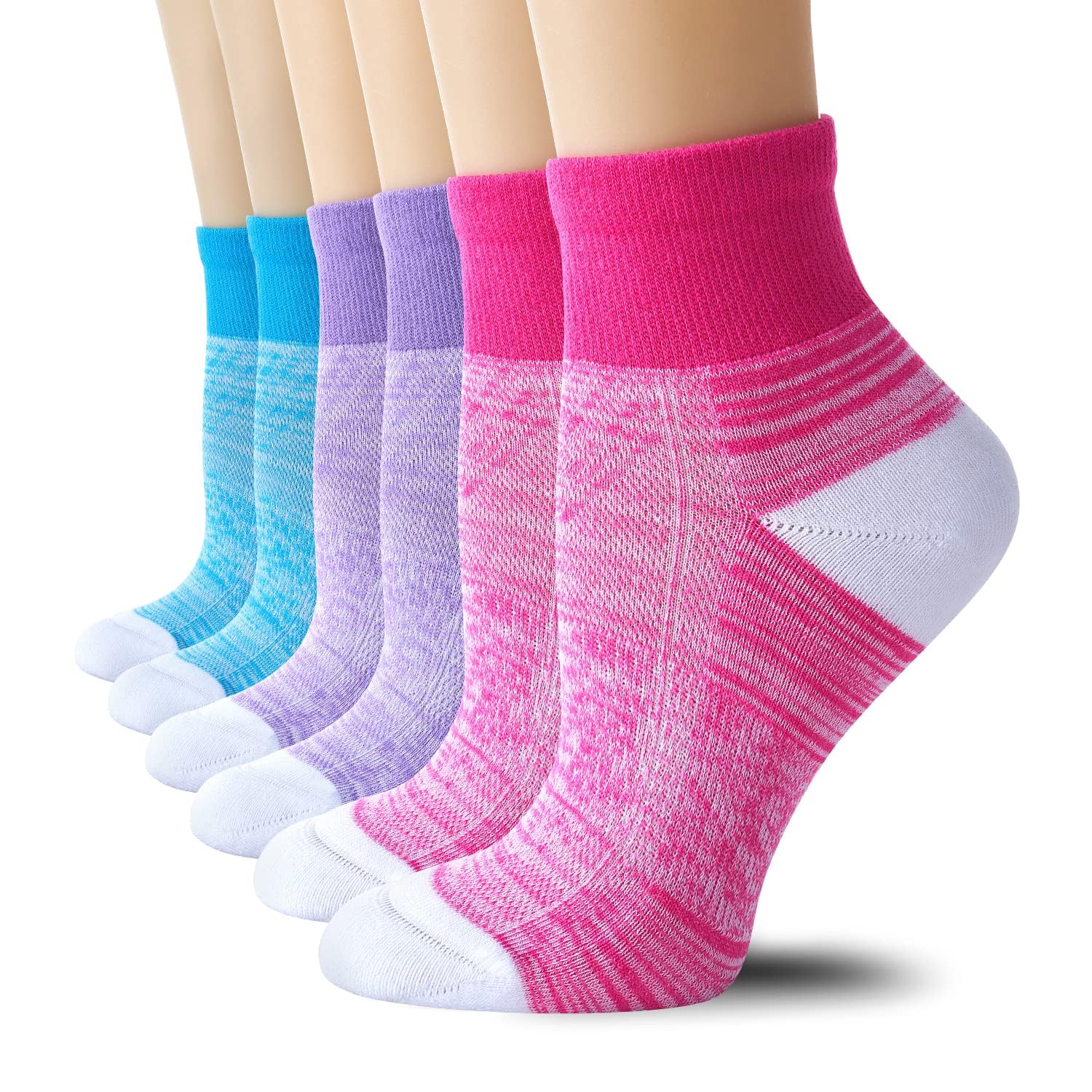 CS CELERSPORT 6 Pairs Women's Running Ankle Socks - Breathable Athletic Sports Socks with Cushioning for Jogging, Gym & Workout - Comfortable No Show Socks for Women's Sneakers