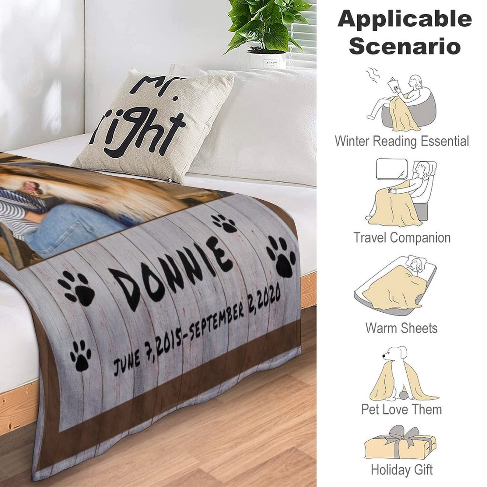 Custom Sympathy Blanket with Dog Pictures & Name - Personalized Memorial Gift for Grieving Pet Owners & Kids | Comforting Keepsake for Pet Loss, Dog Remembrance, Healing After Losing a Beloved Pet