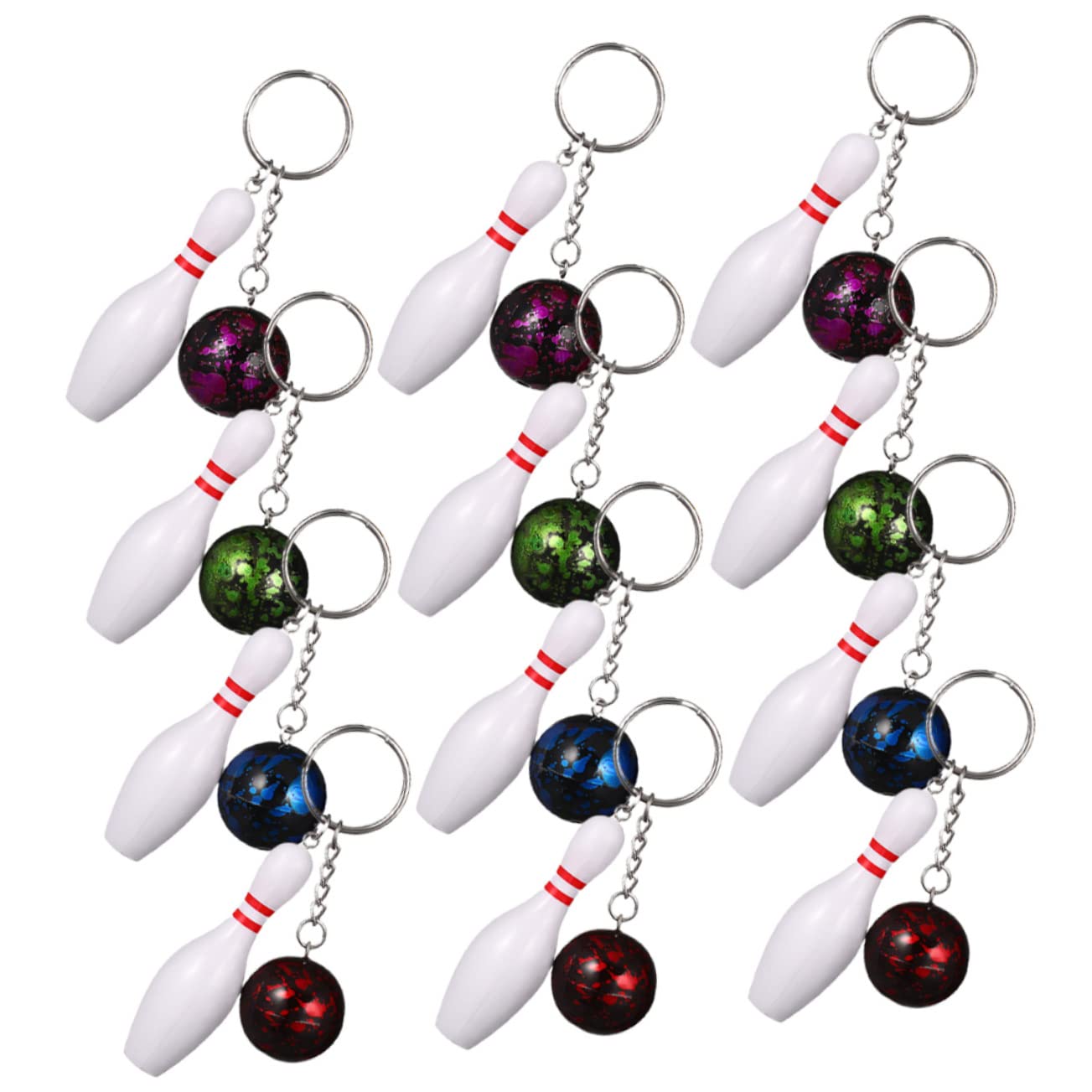 MOBUTOFU 36 Pcs Bowling Keychain Set - Metal Key Rings for Wallet, Jewelry, and Accessories - Perfect for Bowling Enthusiasts, Gifts, and Party Favors