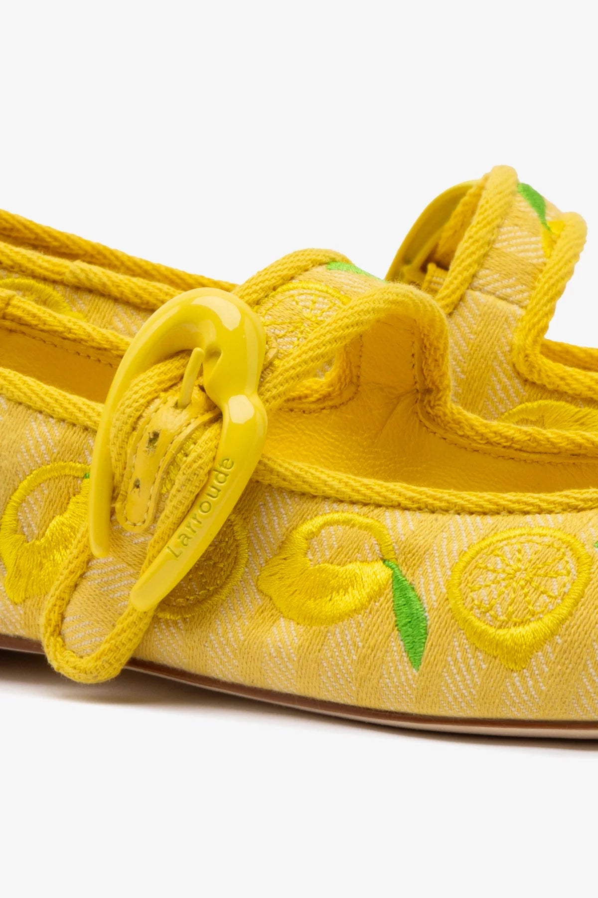 Verona Ballet Flat Shoes for Women - Sunrise Striped Fabric with Sicilian Lemon Embroidery | Comfortable & Stylish for Casual Wear, Office, and Travel