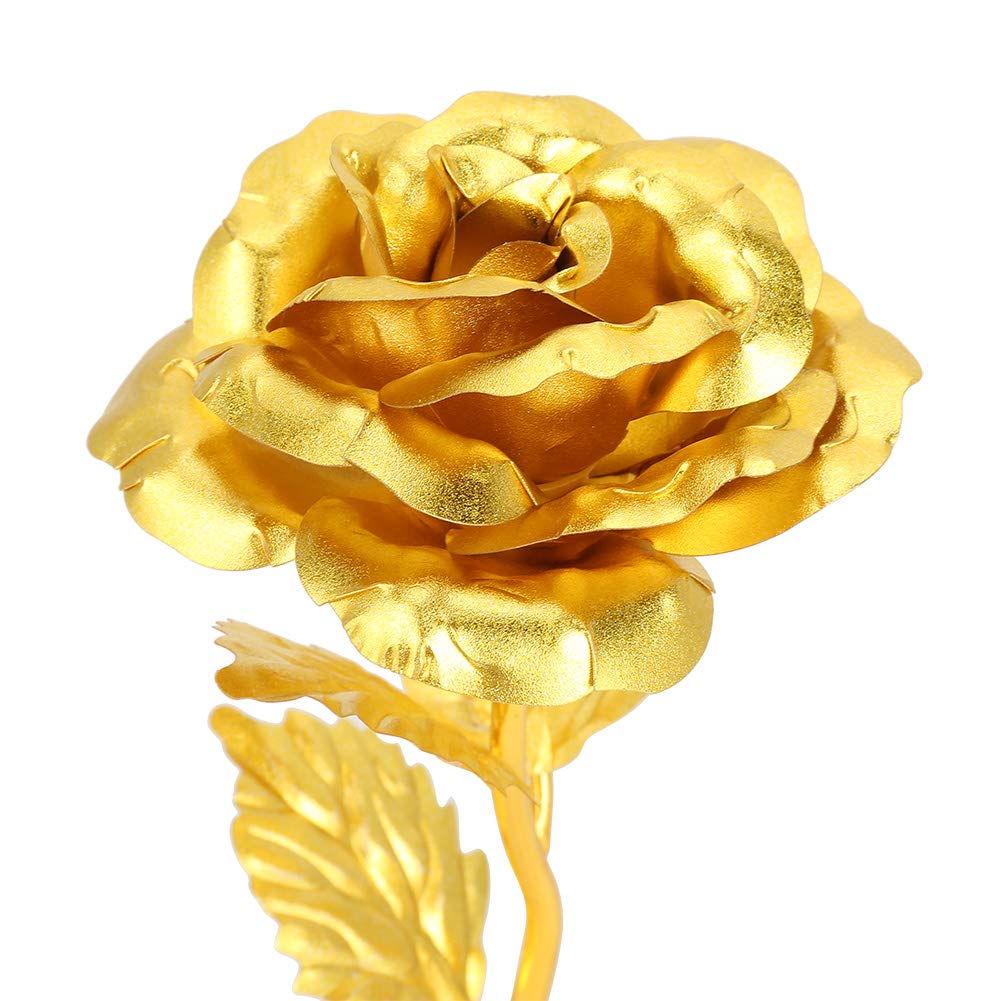 Estink 24K Gold Dipped Long Stem Rose - Handcrafted Preserved Rose Flower Gift for Anniversary, Valentine's Day & Thanksgiving | Romantic Home Decor & Luxury Gift Idea