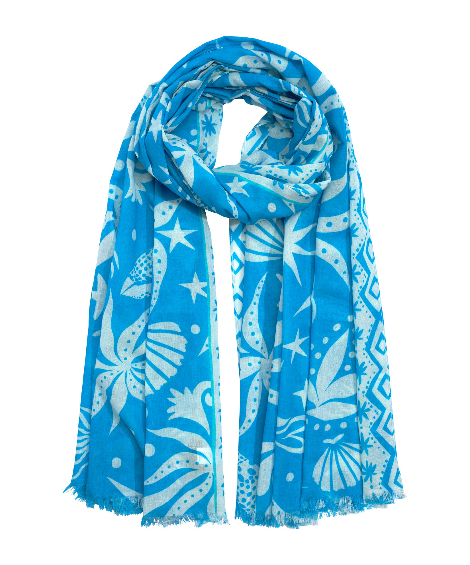 Sea Life Sarong Wrap - Lightweight Beach Cover Up for Women, Tropical Floral Print, Quick Dry Swimwear Cover - Perfect for Beach, Pool, Vacation & Summer Outings